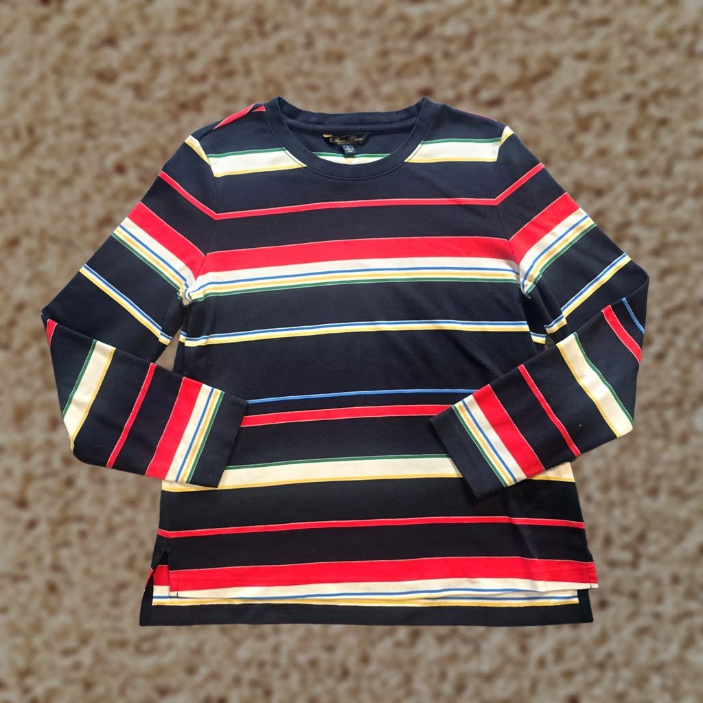 Brooks Brothers Brooks Brothers Top Womens Size Large Blue Red Striped Supima Cotton Long Sleeve Size L / US 10 / IT 46 - 1 Thumbnail