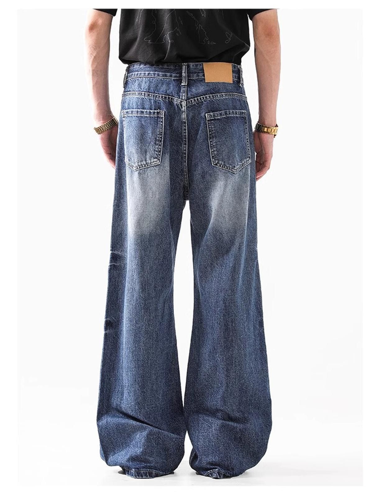 Japanese Brand Wide-Leg Washed Denim Jeans Size US 32 / EU 48 - 7 Thumbnail