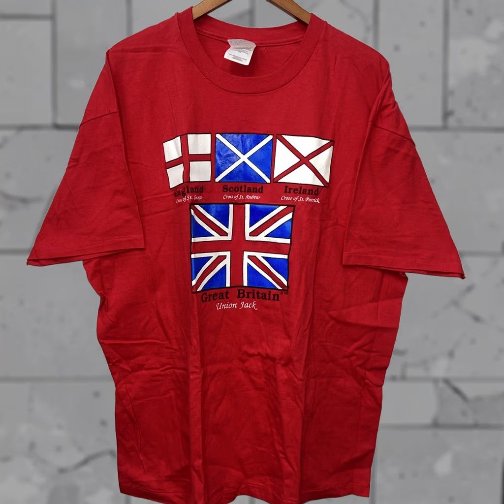 Hanes VTG Great Britain Flag Red T-Shirt Mens 2XL Hanes Single Stitch USA Size US XXL / EU 58 / 5 - 1 Thumbnail
