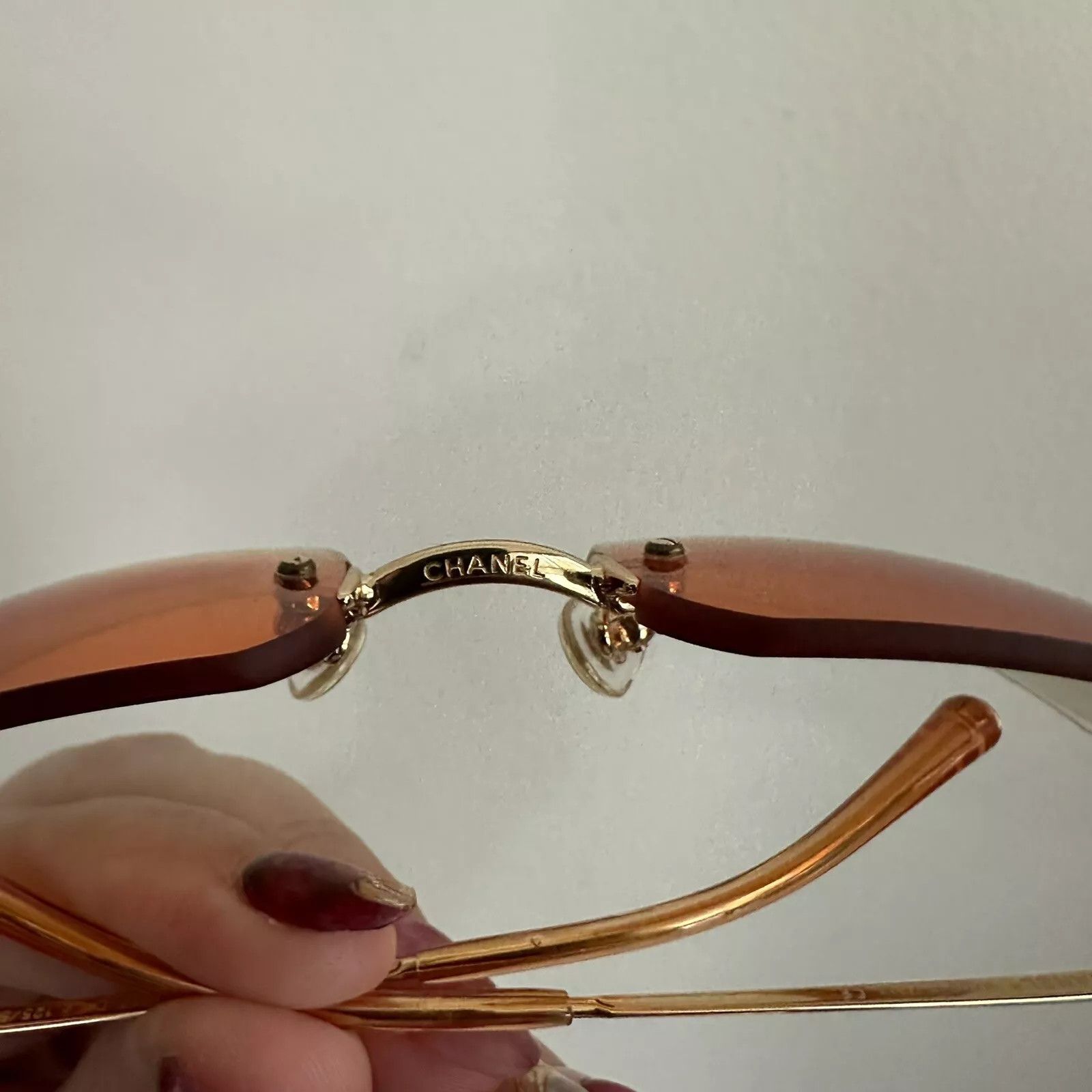 Chanel Chanel Sunglasses 4017-D Rhinestone Logo Rimless Vintage Size ONE SIZE - 5 Thumbnail