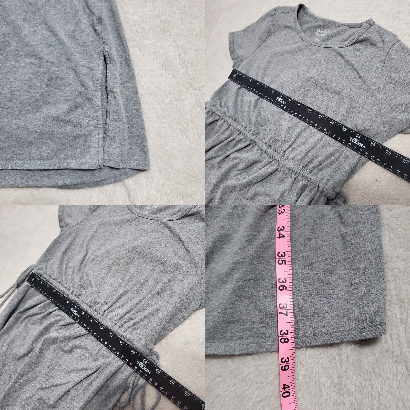 Vintage Isabel Maternity Midi Dress Women S Gray Short Sleeve Side Ties Adjustable Waist Casual Lightweight Jersey Dress Size 28" / US 6 / IT 42 - 8 Thumbnail
