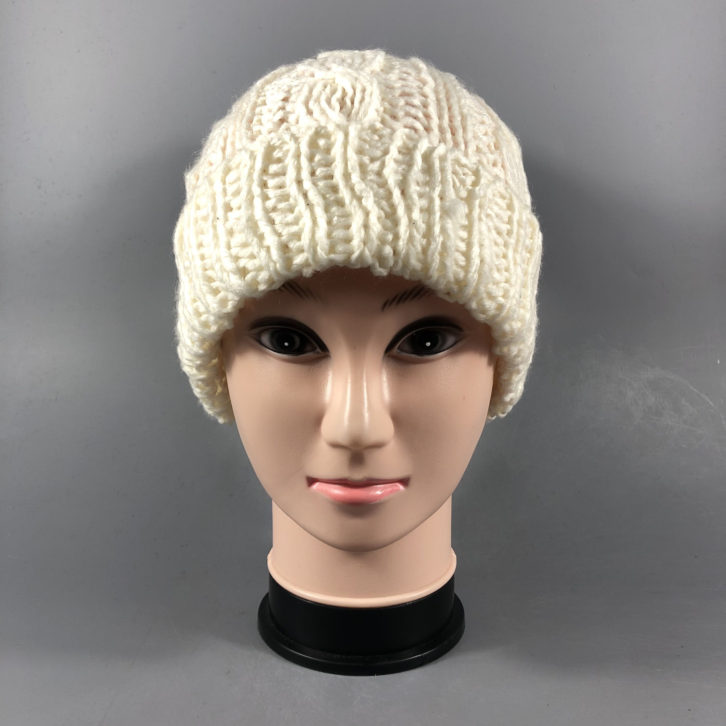 Japanese Brand Cable Knit Beanie Crochet Snowcap Hat Size ONE SIZE - 1 Thumbnail
