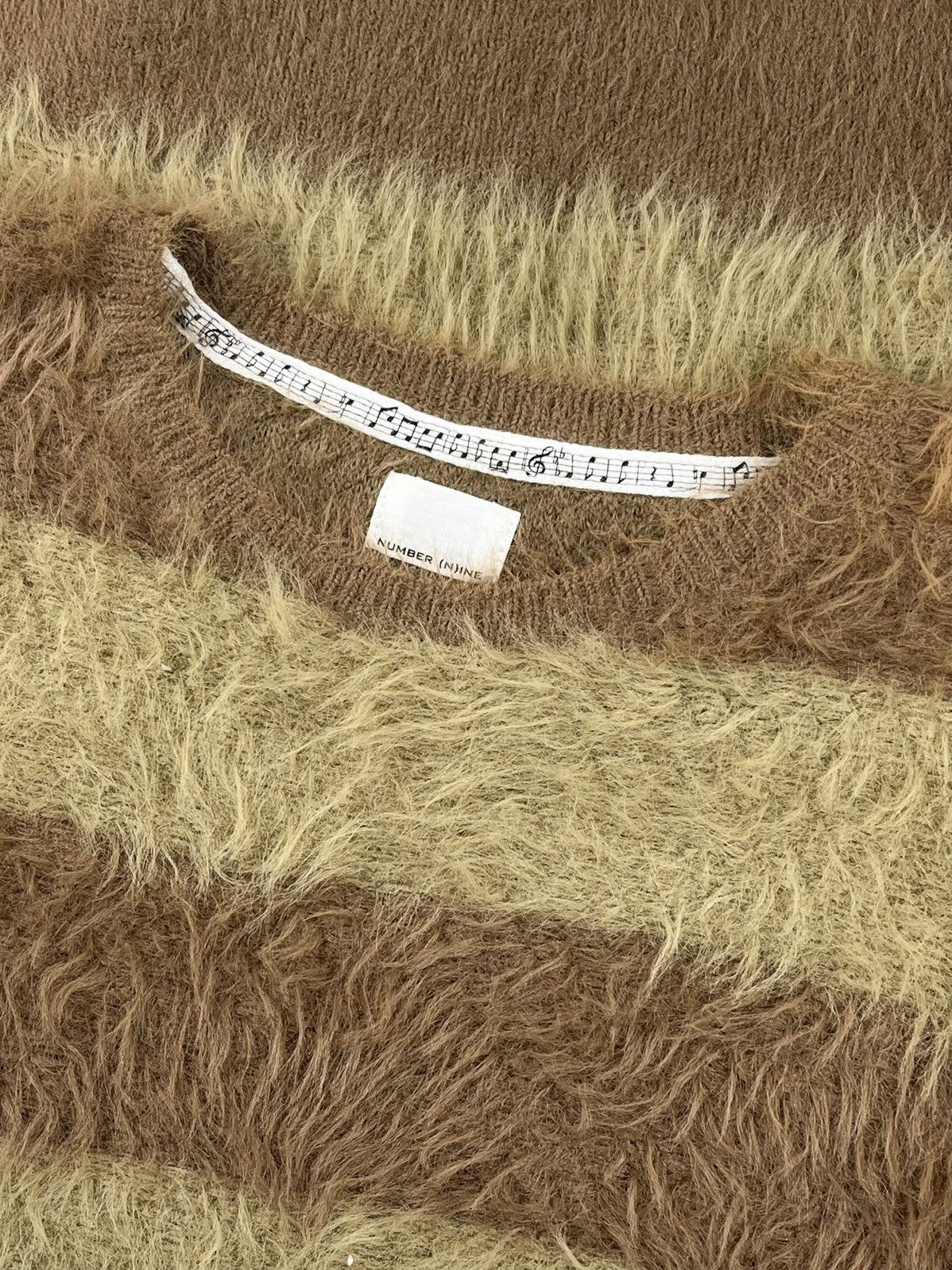 Number (N)ine Number (N)ine Furry Feather Knit Striped Sweater Brown Size US M / EU 48-50 / 2 - 3 Thumbnail