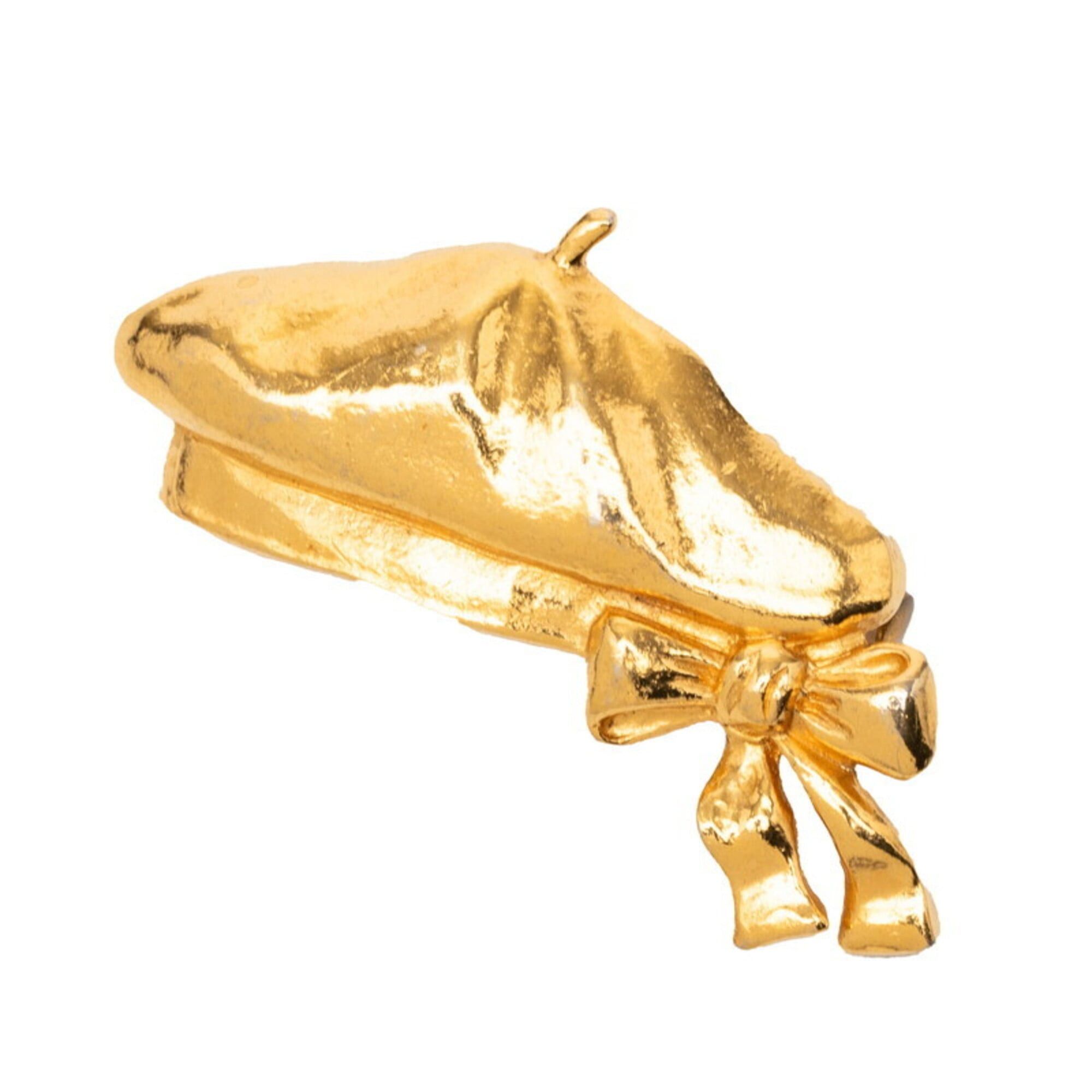 Chanel Chanel Vintage Beret Ribbon Motif Brooch Gold Plated Women's CHANEL Size ONE SIZE - 1 Thumbnail