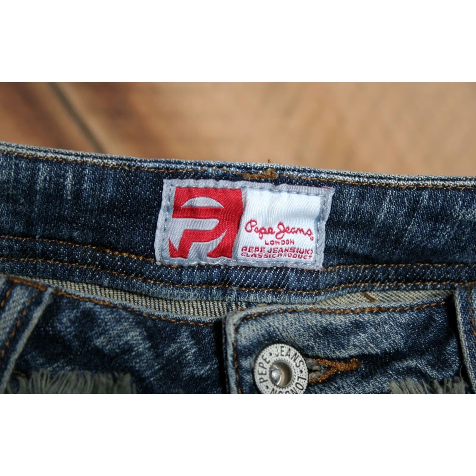 Pepe Jeans VINTAGE Pepe Jeans Jeans Bootcut Women 28 Blue Denim Stretch Frayed Side Seams Corded Rise 8.5-10.5 Inseam 32 Mens Womens Girls Size 28" / US 6 / IT 42 - 7 Thumbnail