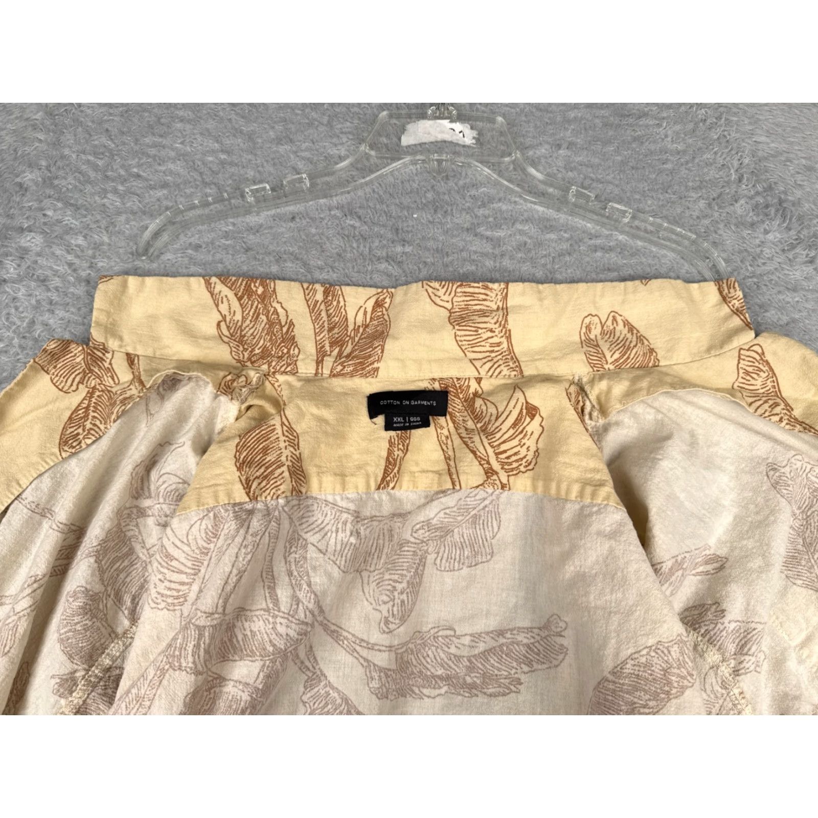 Cotton On Cotton On Garments Mens Hawaiian Shirt 2XL Yellow Beige Palm Leaf 100% Cotton Button-Up Short Sleeve Floral Hawaiian Shirt Mens Size US XXL / EU 58 / 5 - 2 Thumbnail