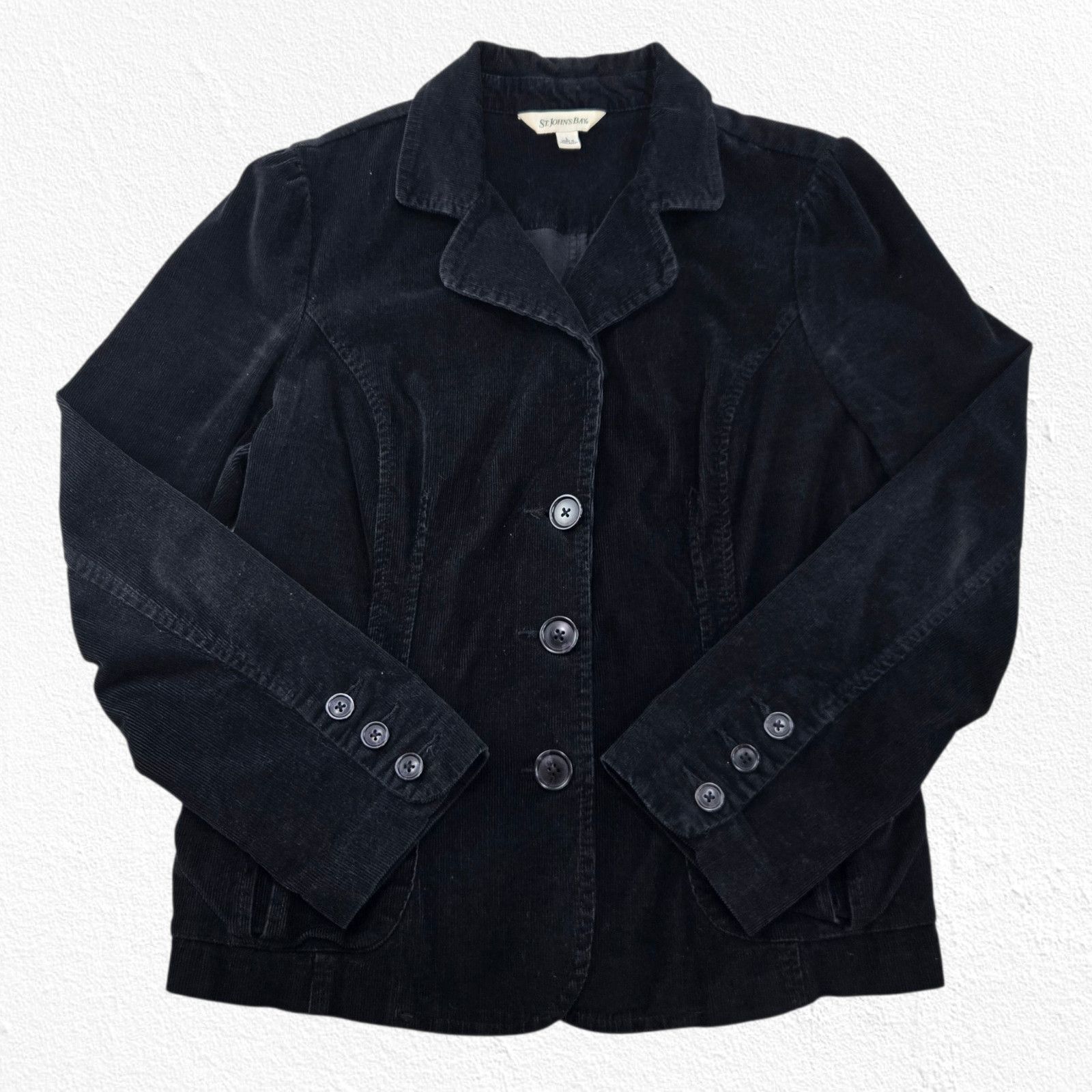 St. Johns Bay Y2K Black Corduroy Front Button Classic Jacket Size Large Size L / US 10 / IT 46 - 2 Thumbnail