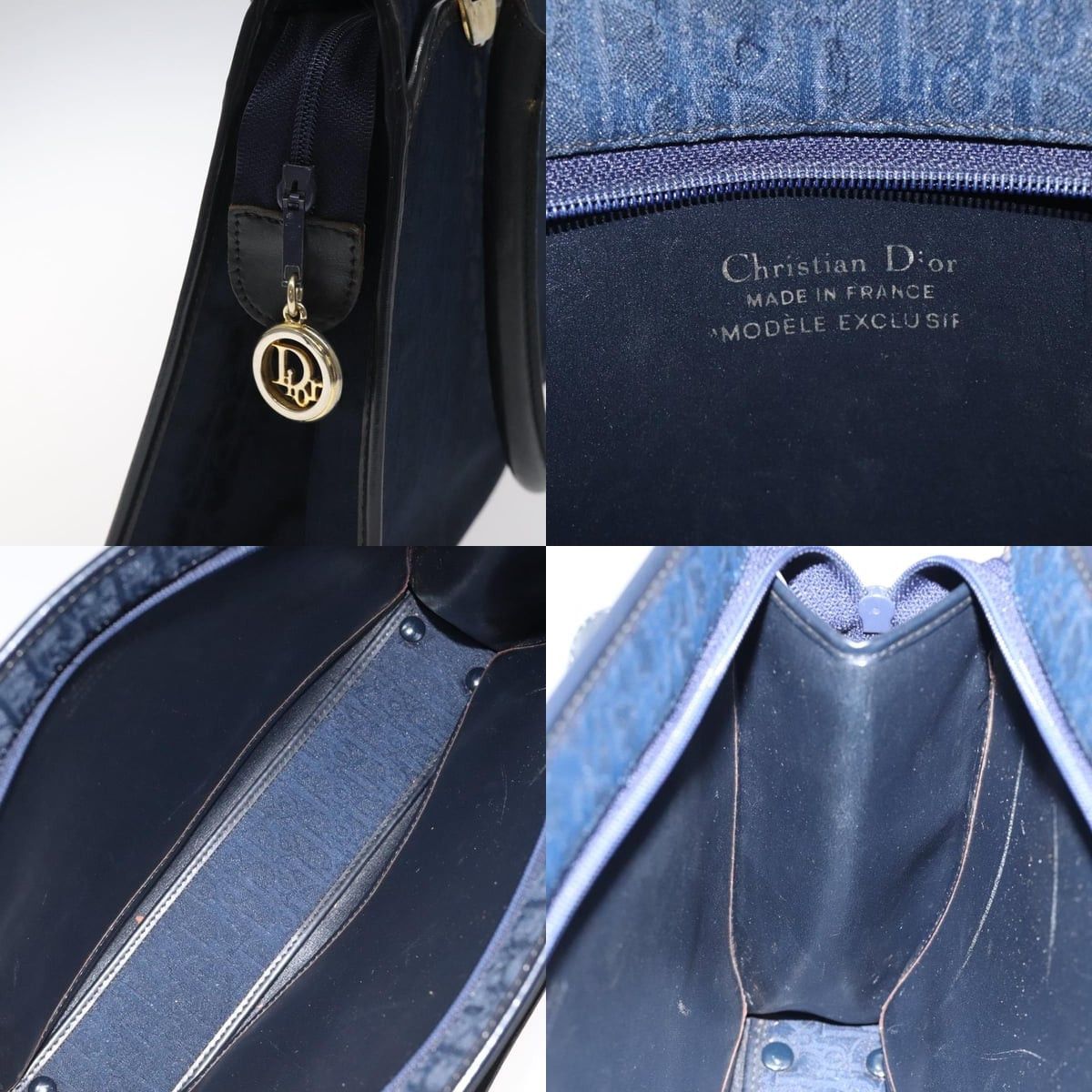 Dior DIOR Trotter Canvas Hand Bag Navy Gold Size ONE SIZE - 11 Thumbnail