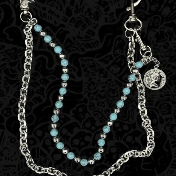 Jewelry Turquoise Beaded Wallet Chain, Pants Chain Size ONE SIZE - 5 Thumbnail