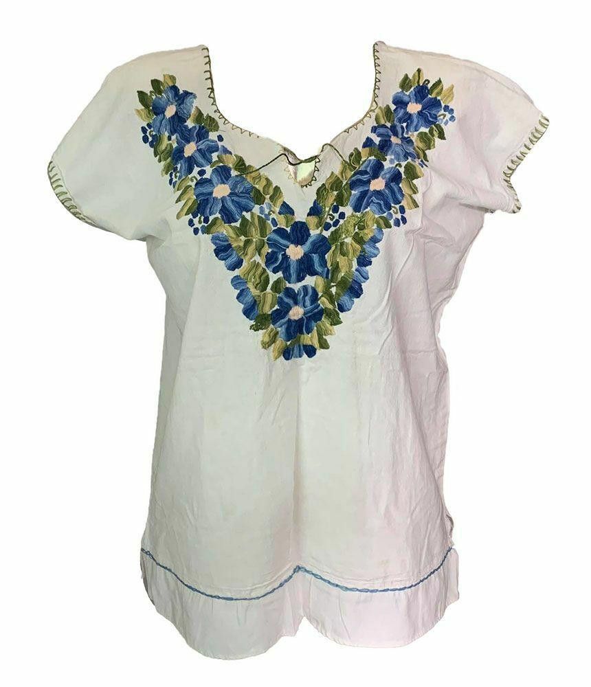 Designer New White Hand Made Embroidered Blouse L Size L / US 10 / IT 46 - 1 Thumbnail