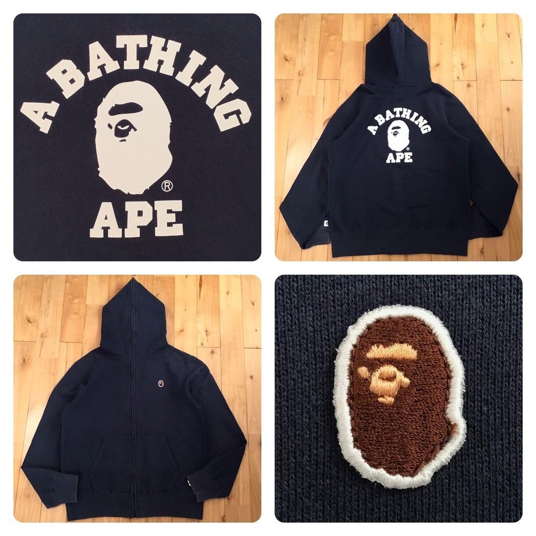 Bape BAPE College logo full zip hoodie a bathing ape Size US L / EU 52-54 / 3 - 1 Thumbnail