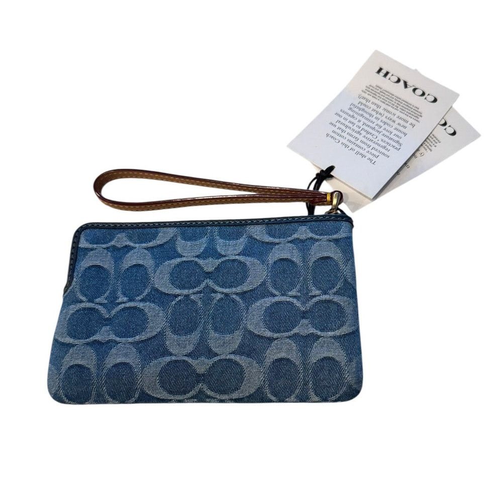 Coach Caoch Corner Zip Wristlet In Signature Denim Size ONE SIZE - 3 Thumbnail