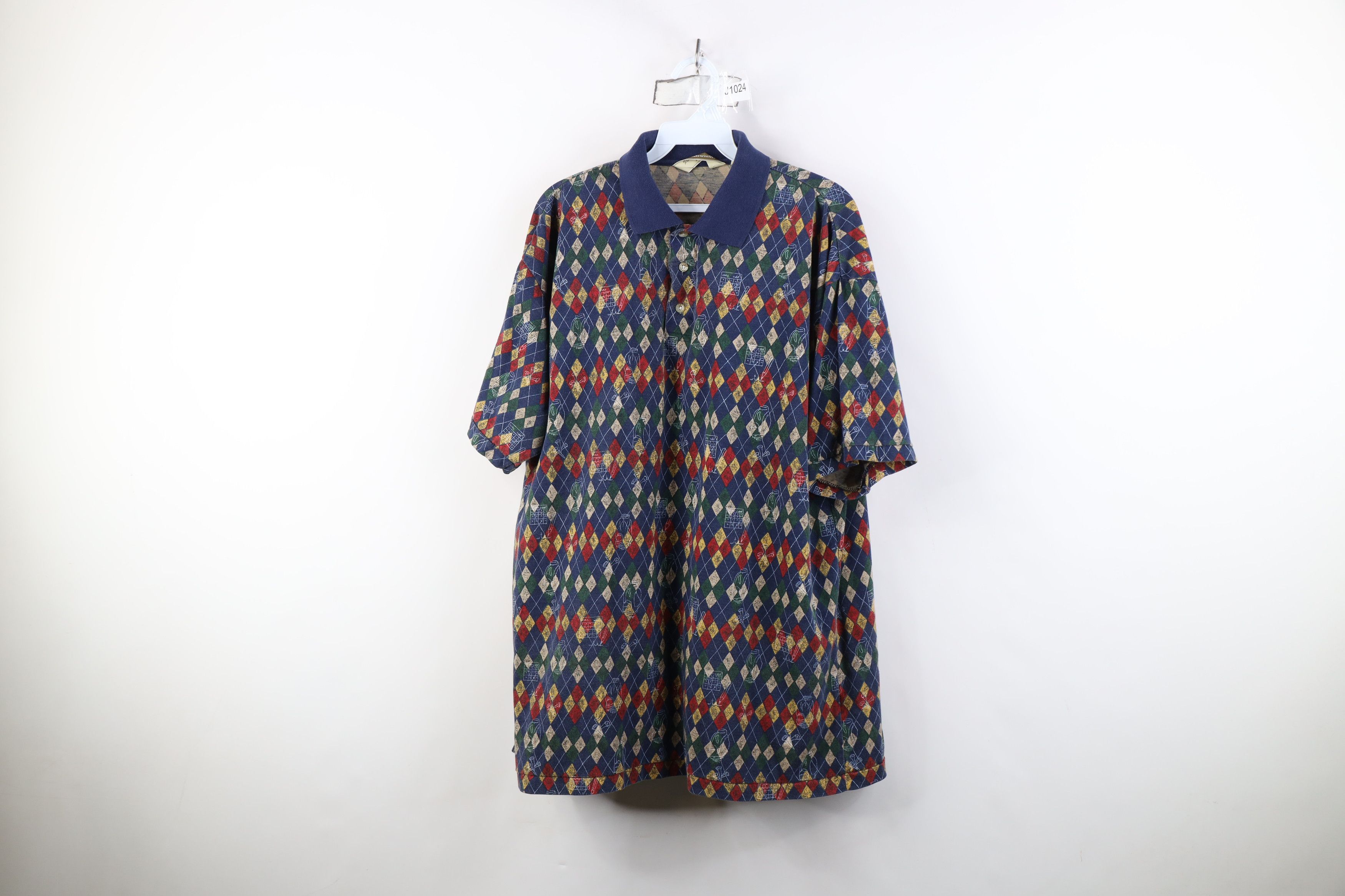 Vintage Vintage 90s Streetwear Diamond Golf Collared Polo Shirt Size US L / EU 52-54 / 3 - 1 Thumbnail