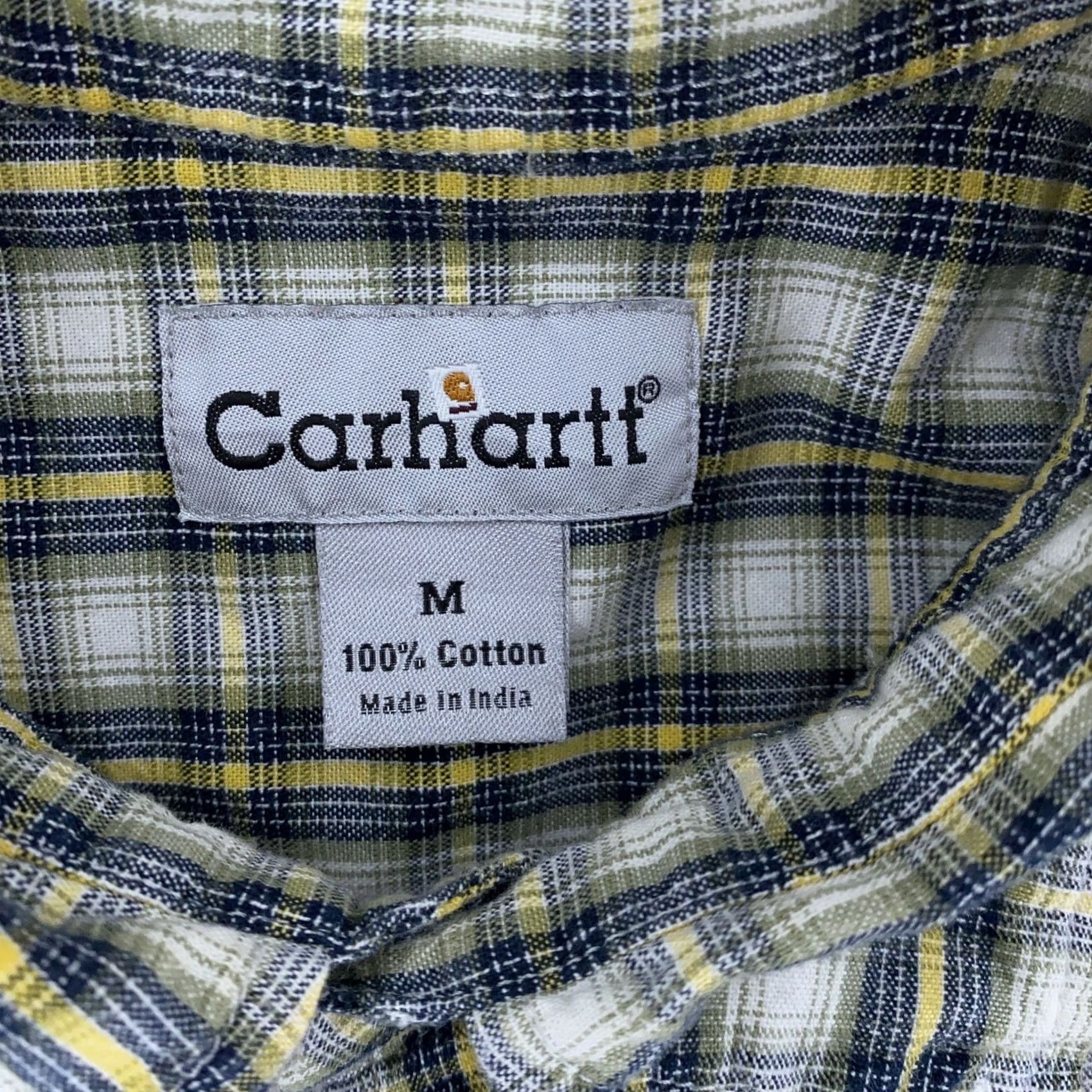 Carhartt Carhartt Shirt Mens Medium Yellow Blue Plaid Short Sleeve Button Up Cotton Work Size US M / EU 48-50 / 2 - 7 Thumbnail