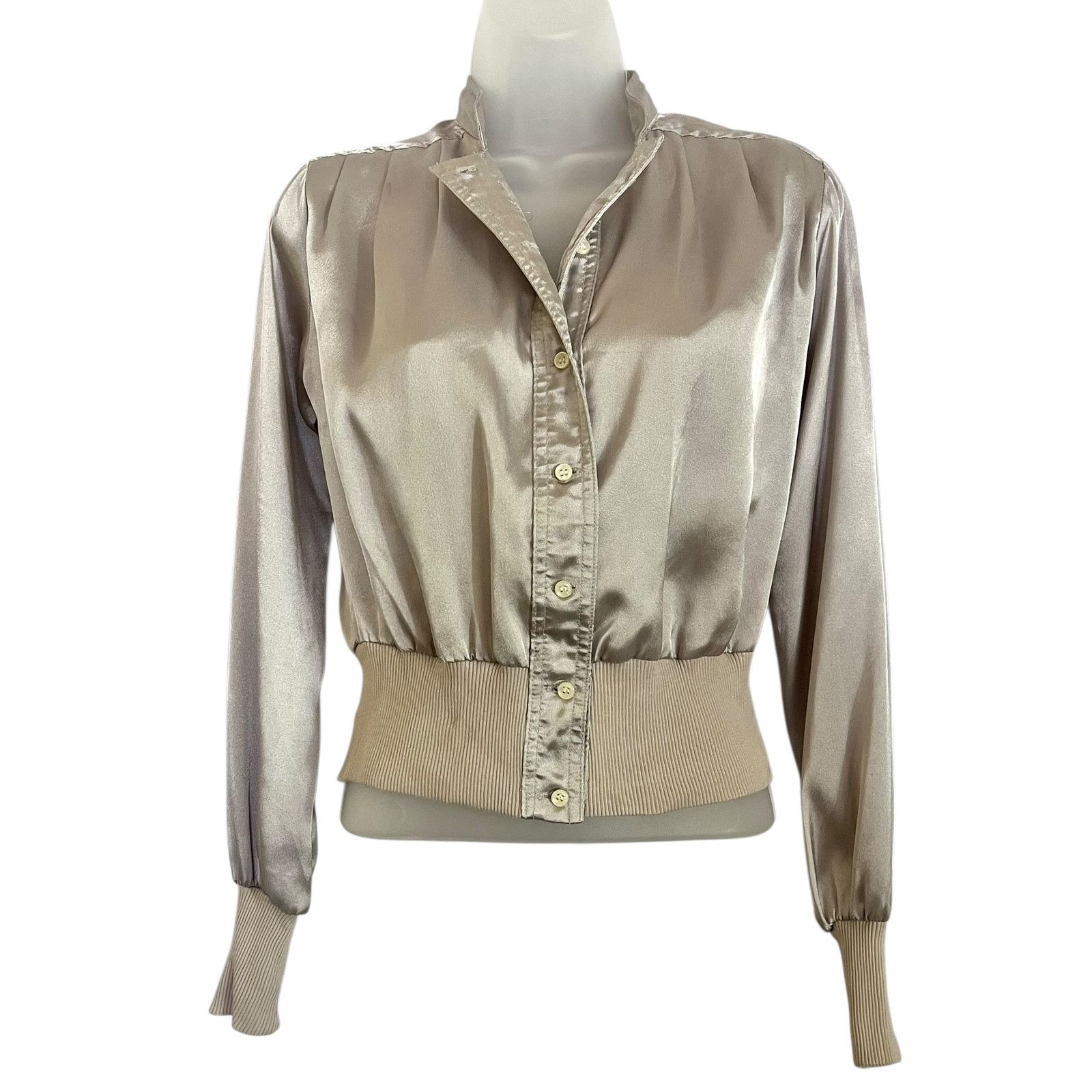 Vintage Vintage Roland by Roland Kosser Champagne Satin Blouse XS/S Size XS / US 0-2 / IT 36-38 - 1 Thumbnail