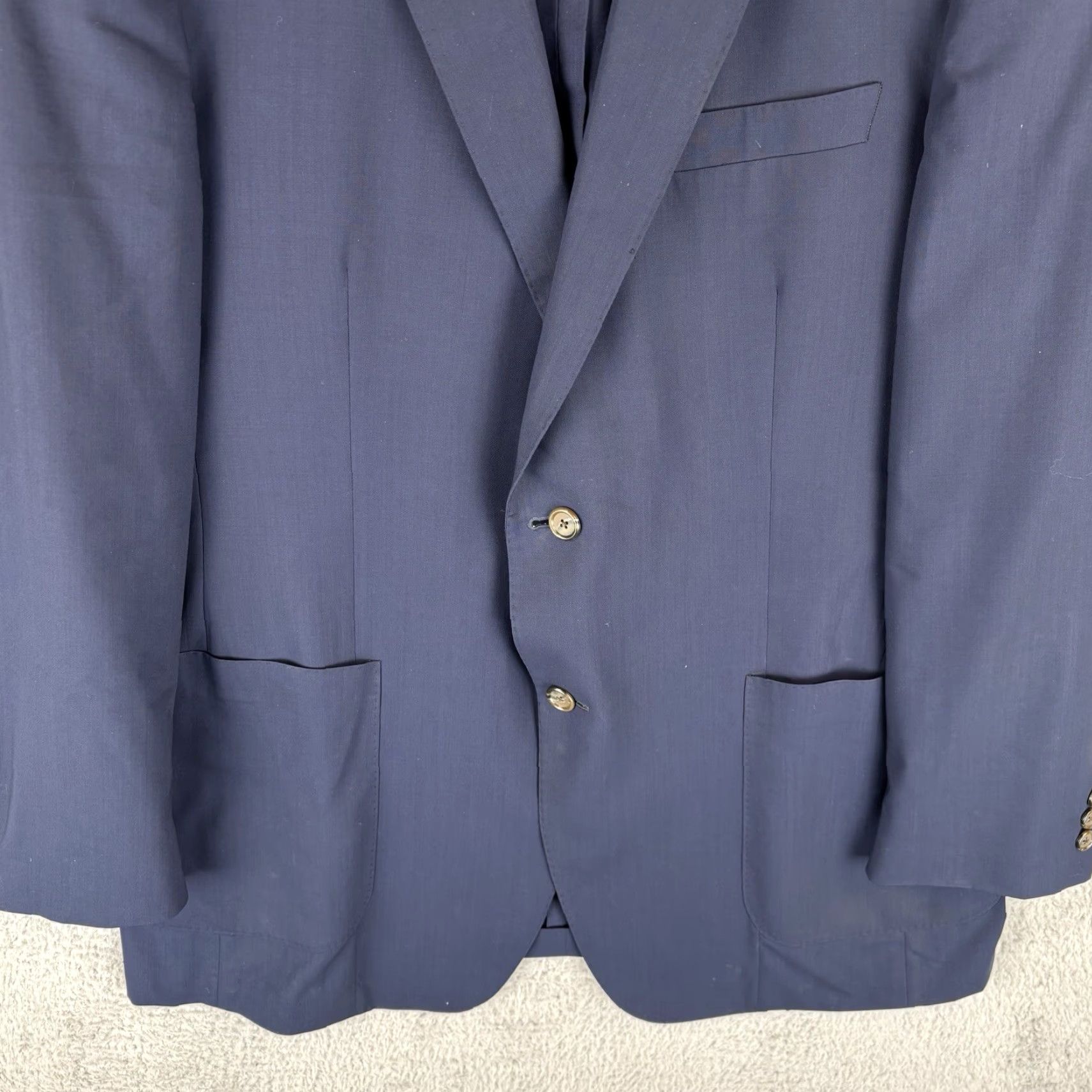 Vintage Samuelsohn Blazer Mens 46 Tall Navy 100% Wool Single-Breasted Notch Lapel Long Jacket Size 46R - 3 Thumbnail