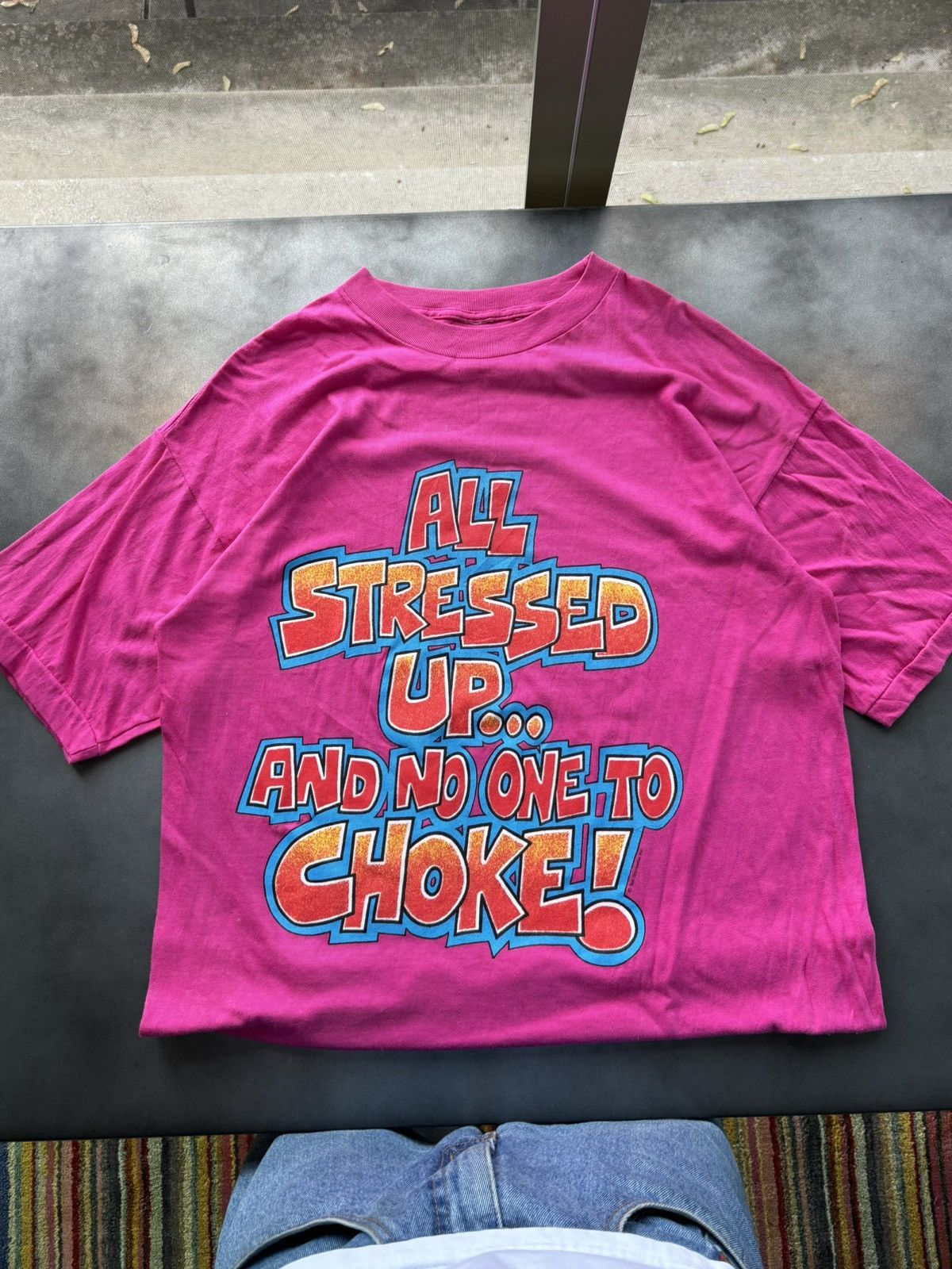 Vintage 1980s Vintage Boomer Tee 70s 80s Text Edgy Joke Stress Pink Size US XL / EU 56 / 4 - 2 Thumbnail