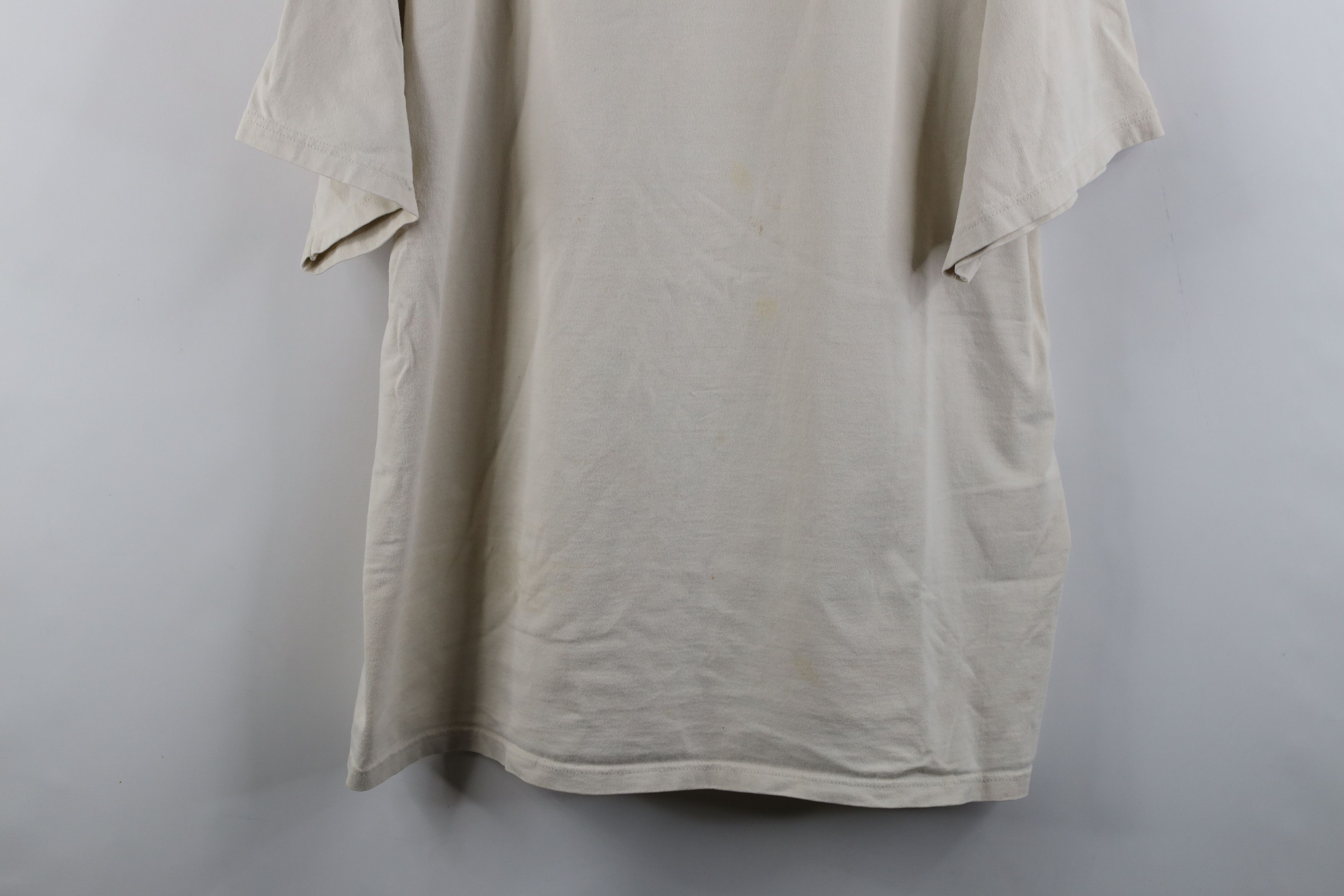 Vintage Vintage 90s Streetwear Heavyweight Cotton T-Shirt Beige USA Size US XL / EU 56 / 4 - 3 Thumbnail