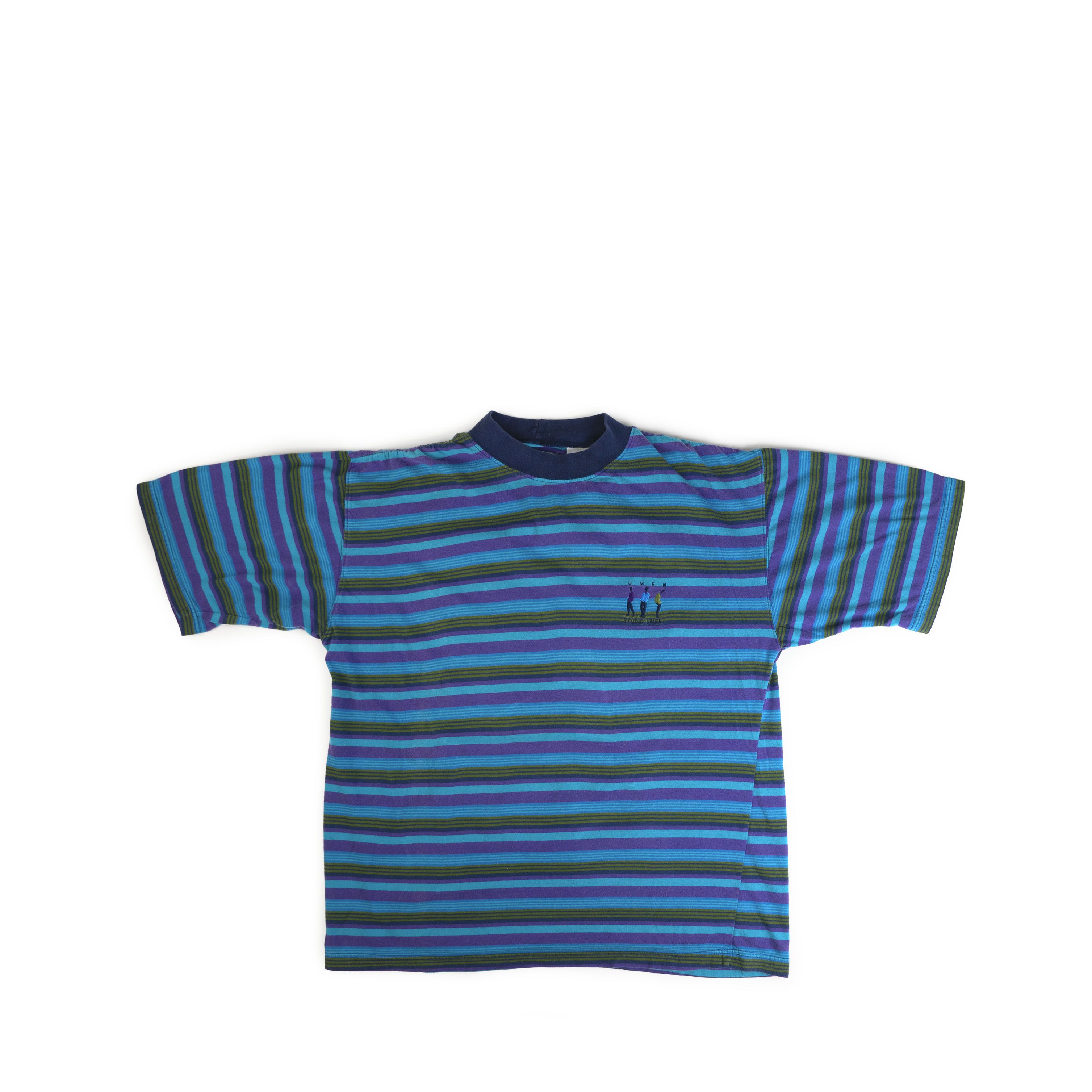 Vintage Vintage 1990's Studio Umen Striped Tee Shirt Size US M / EU 48-50 / 2 - 1 Thumbnail