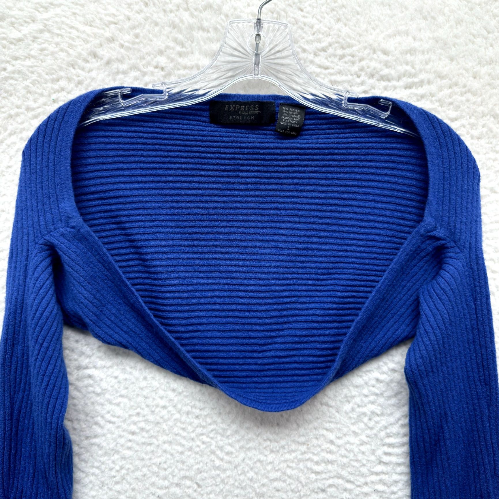 Express VINTAGE 90s Y2K Bolero Shrug Crop Cardigan Top Knit Blue L Express Shirt Grunge Boho Fairy Mens? Womens? Size L / US 10 / IT 46 - 3 Thumbnail