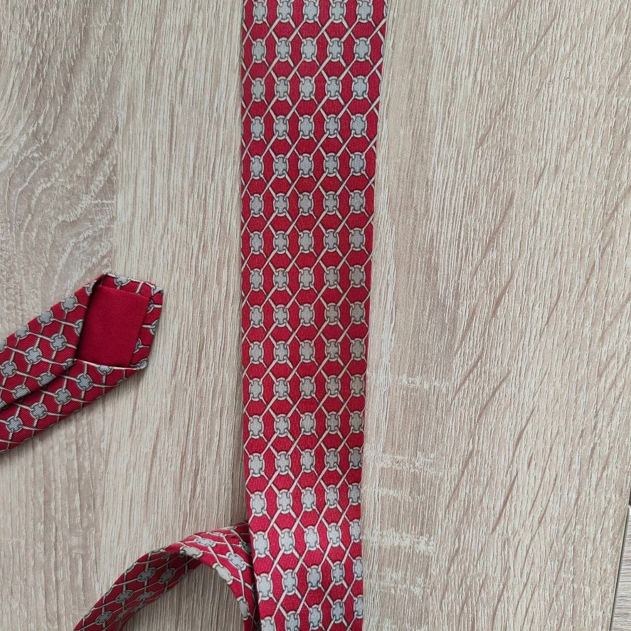 Hermes Hermes Paris Silk Tie 990 SA Geometry Red Size ONE SIZE - 6 Thumbnail