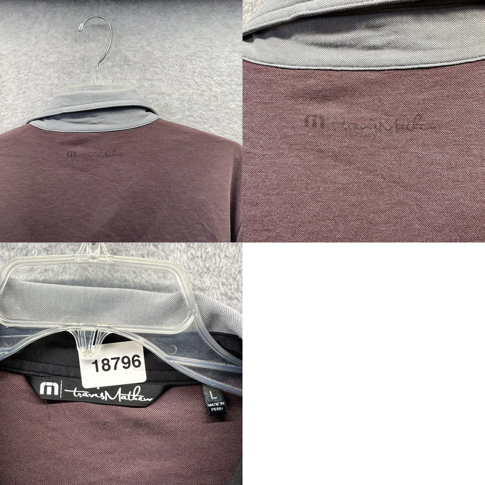 TravisMathew Travis Mathew Polo Shirt Adult Large Brown Gray Pima Cotton Polyester Tech Mens Size US L / EU 52-54 / 3 - 9 Thumbnail