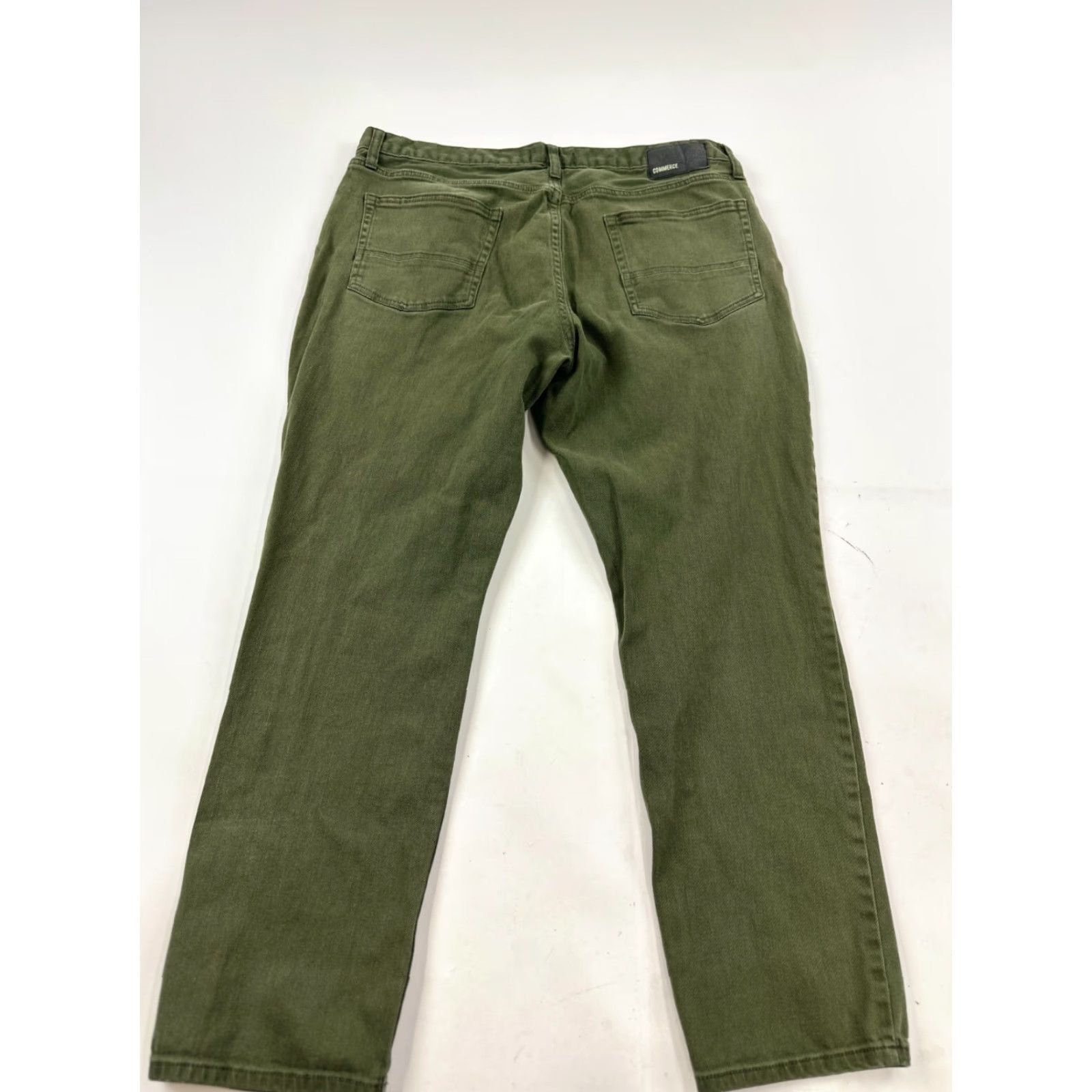 Vintage Commerce Jeans Mens 36x30 Green Relaxed Straight Fit Five Pocket Stretch Preppy Size US 36 / EU 52 - 2 Thumbnail