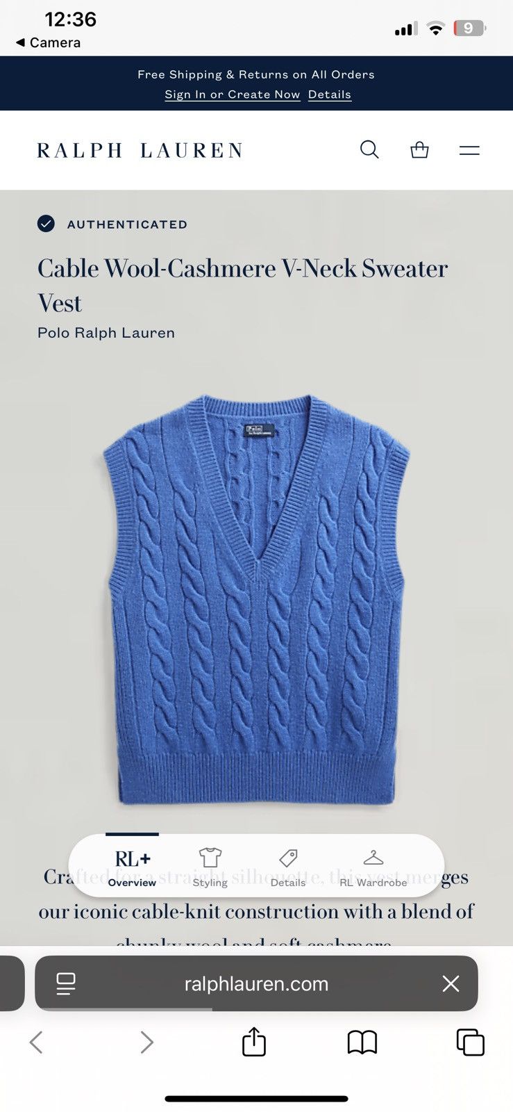Polo Ralph Lauren NWT cable knit bright blue boxy vest sweater Size XL / US 12-14 / IT 48-50 - 10 Thumbnail