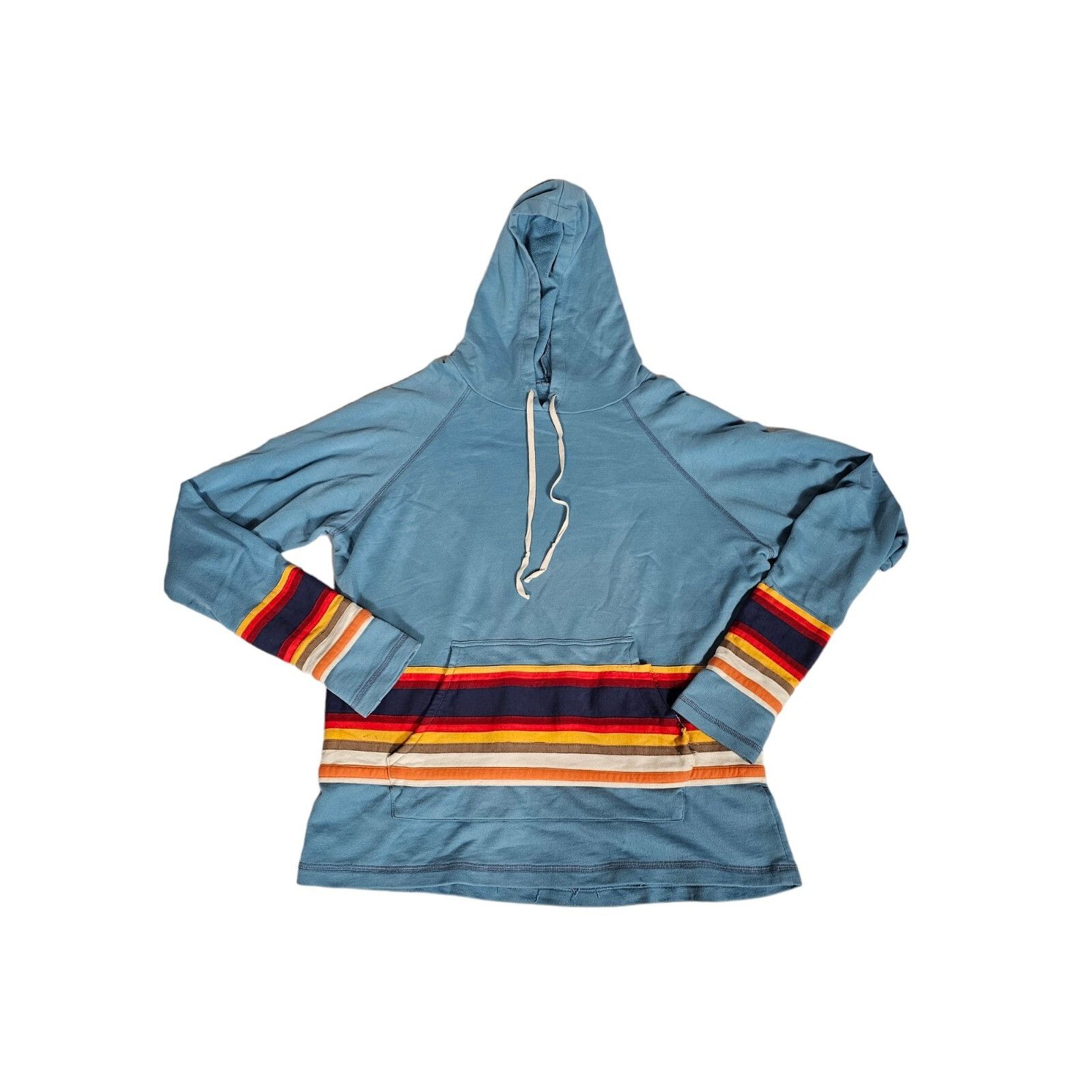 Light Blue Mixed Striped Cotton Hoodie