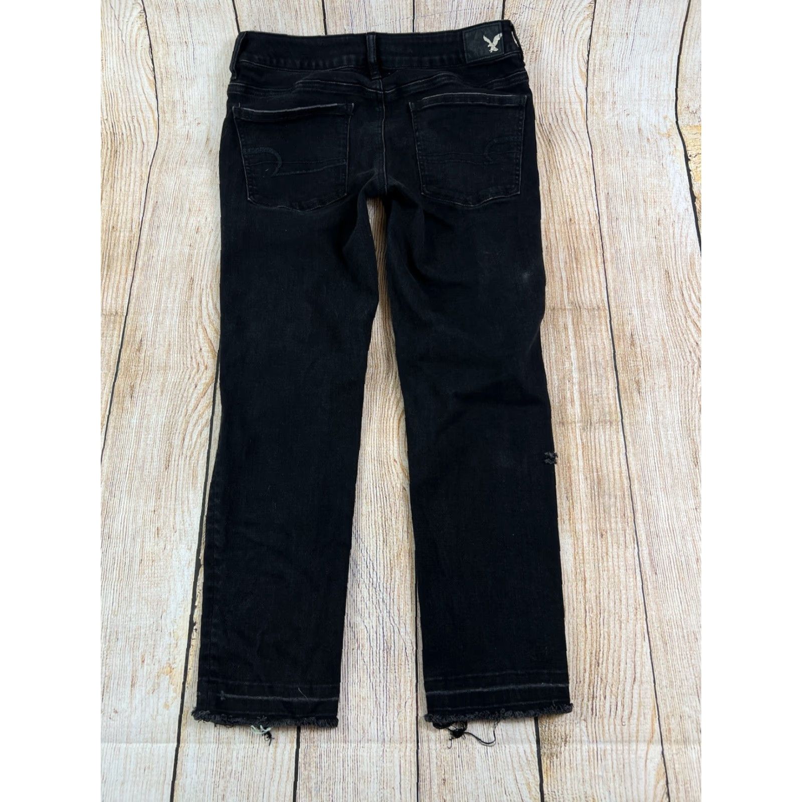 American Eagle Outfitters American Eagle Outfitters Jegging Jeans Black Cotton Blend Spandex 8 Womens High Rise 24in Inseam 5-Pocket Distressed Crop Stretch Comfort Baggy? Size 30" / US 8 / IT 44 - 2 Thumbnail
