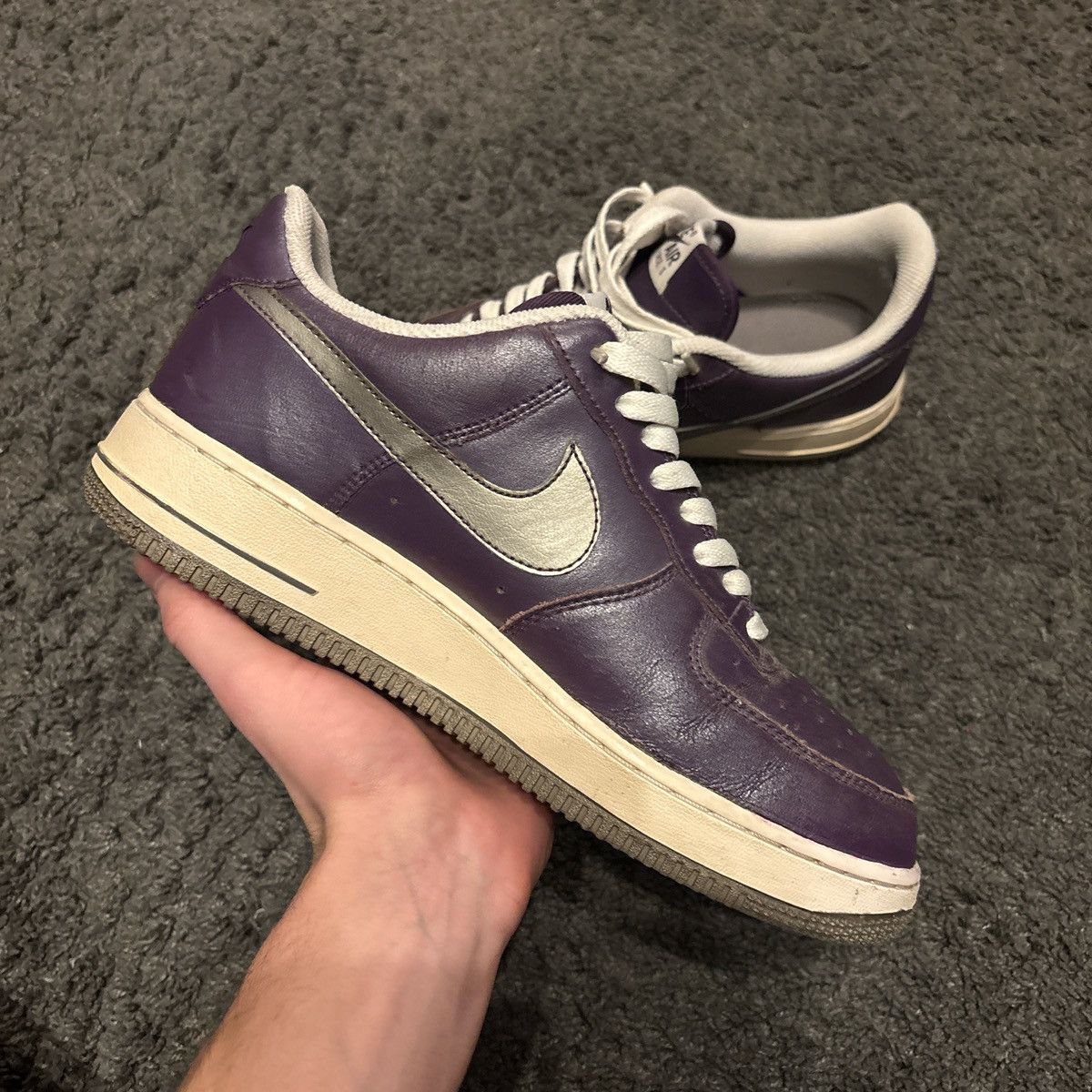 Nike AF1 Purple Metallic Pewter 2009 Size US 9.5 / EU 42-43 - 4 Thumbnail