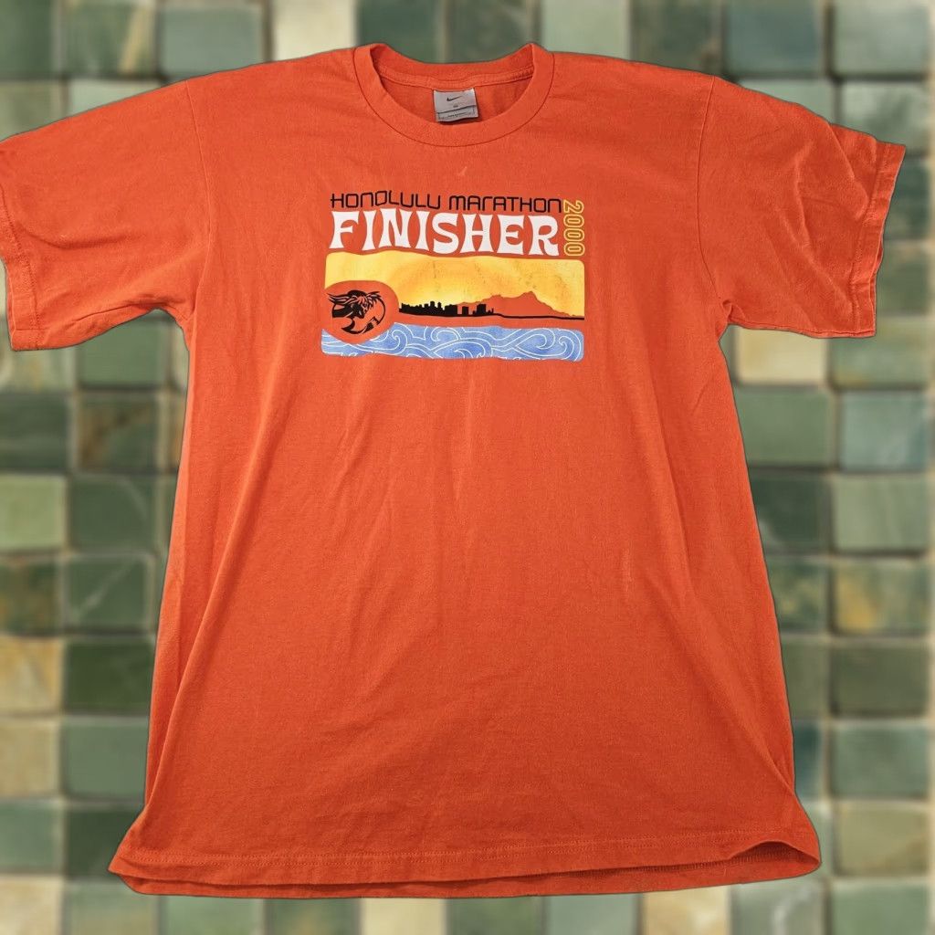 Nike VINTAGE Nike Honolulu Marathon Finisher Shirt Mens M Orange 2000 Running Shirt Size US M / EU 48-50 / 2 - 1 Thumbnail
