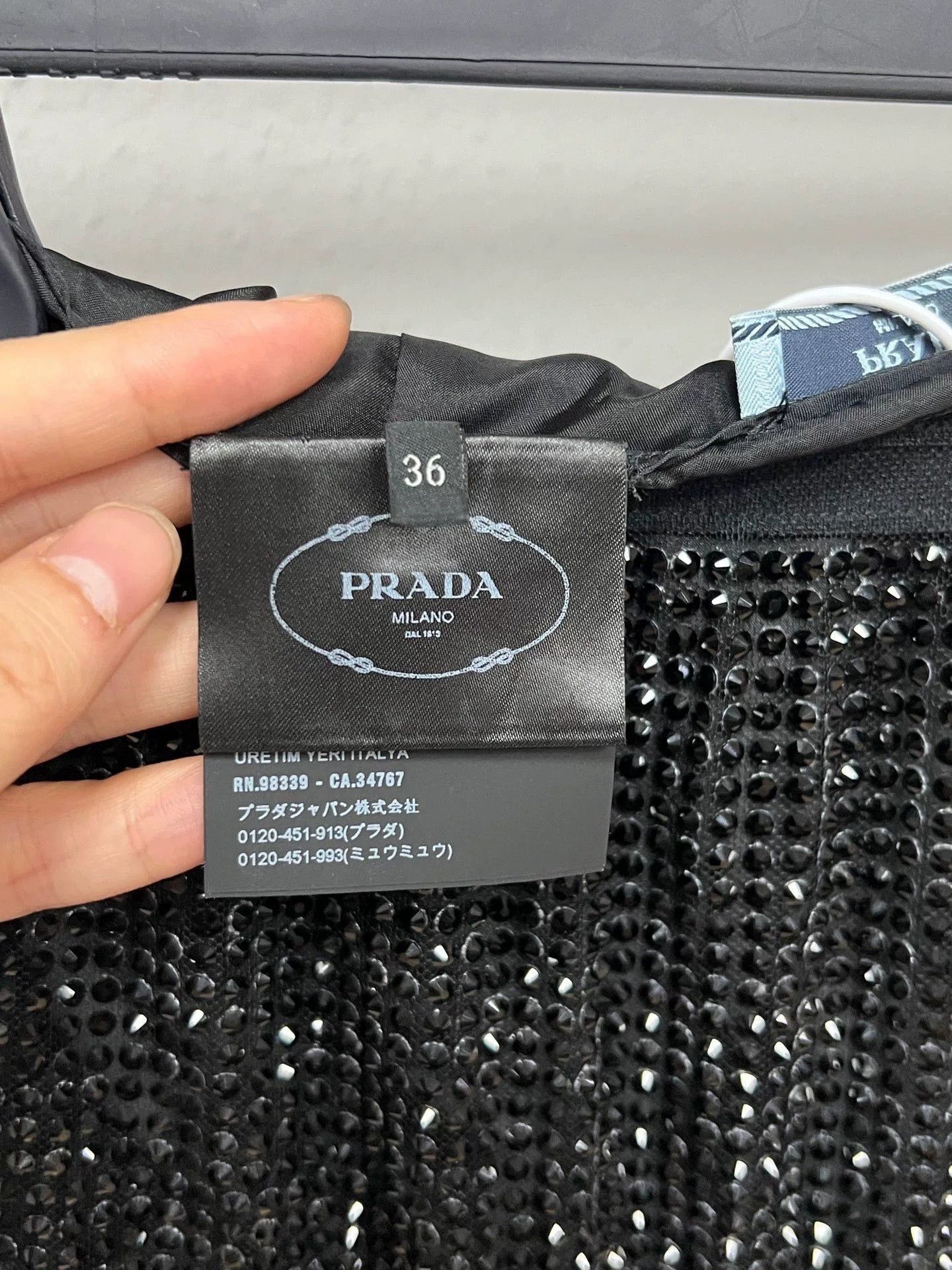 Prada Prada Black Rhinestone Triangle Logo Skirt Size ONE SIZE - 4 Thumbnail