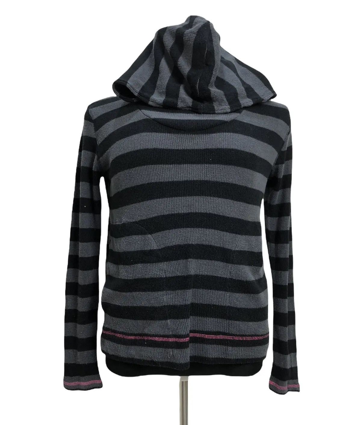 Japanese Brand PPFM Medium Over Striped Mall Goth Sweater with Hood Size US M / EU 48-50 / 2 - 1 Thumbnail