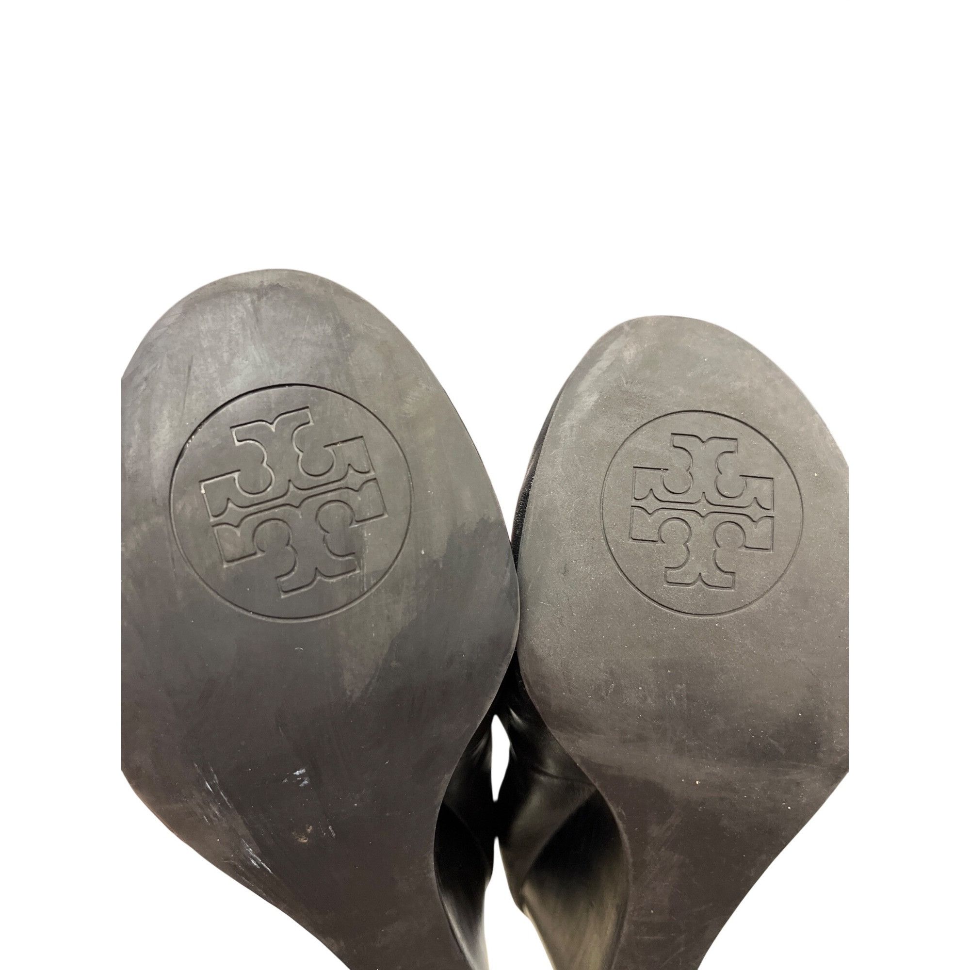 Tory Burch Tory Burch wms black leather slip wedge 2.5 heels shoes sz 8 Size US 8.5 / IT 38.5 - 6 Thumbnail