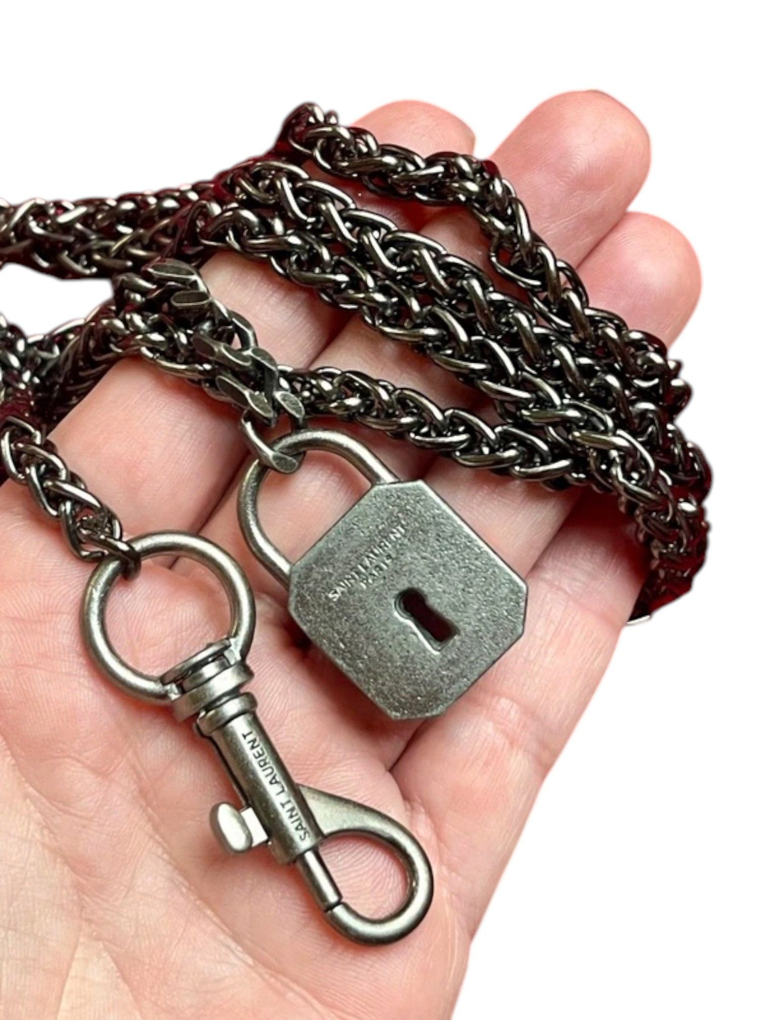Saint Laurent Paris Saint Laurent Triple Chain Lock Necklace, Hedi Slimane Era Size ONE SIZE - 3 Thumbnail