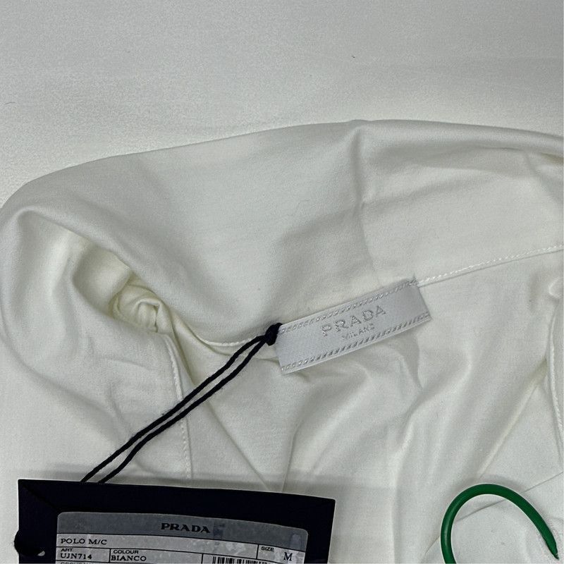 Prada Prada SS23 White Elastic Cotton Polo Shirt-2506 Size US M / EU 48-50 / 2 - 2 Thumbnail
