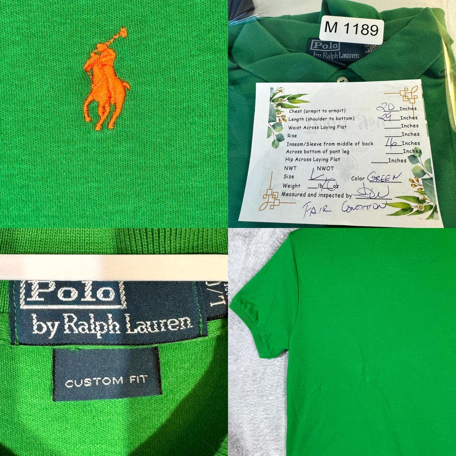 Polo Ralph Lauren Polo Ralph Lauren Shirt Men Large Green Custom Fit Short Sleeve Cotton Polo Size US L / EU 52-54 / 3 - 8 Thumbnail