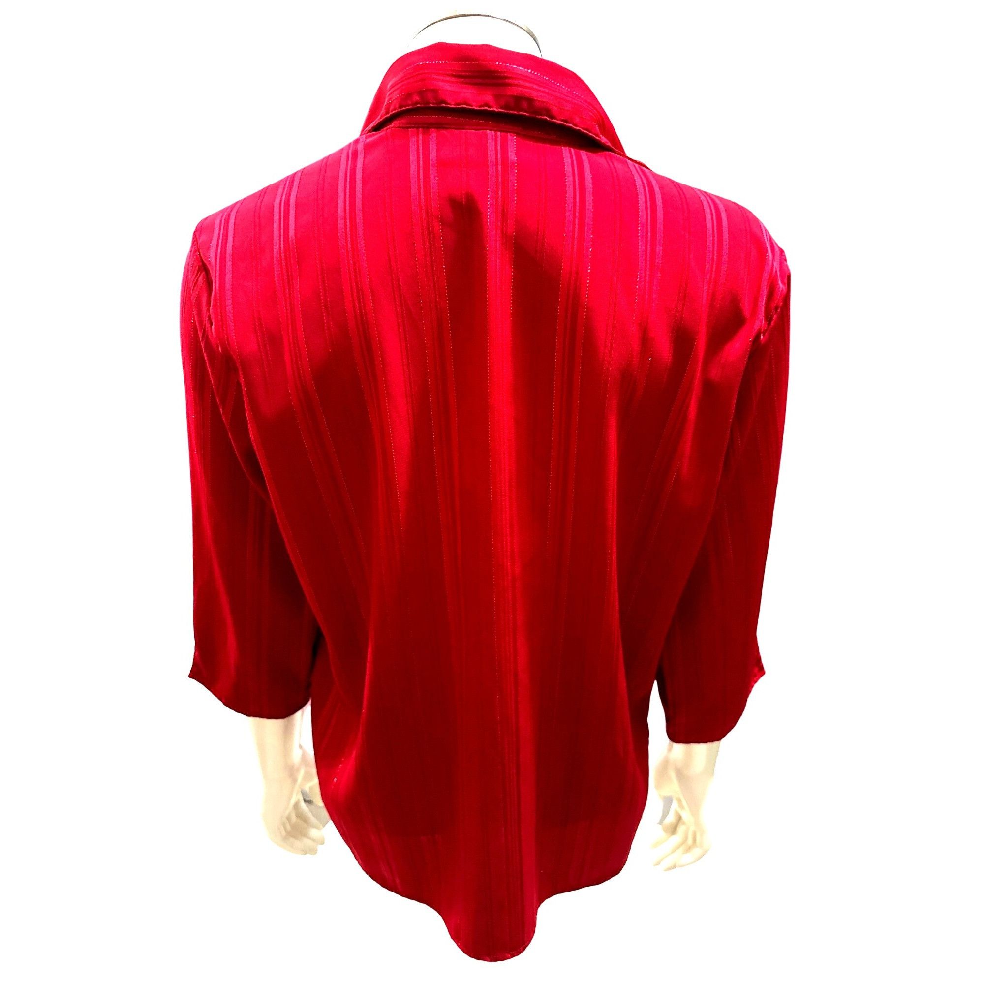 Other 1830 Petite Small Red Stretch Shimmer Blouse Y2K Glam City S Size S / US 4 / IT 40 - 6 Thumbnail