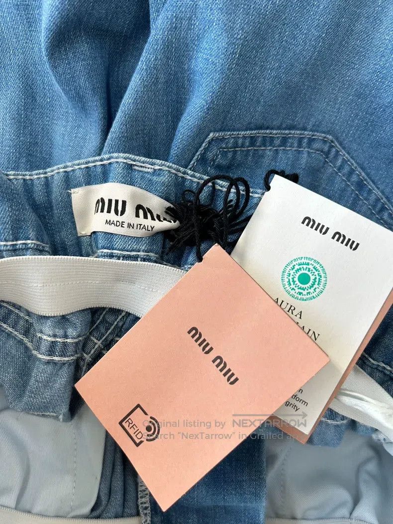 Miu Miu Miu Miu 27 Blue bud waist cotton trousers Size 27" / US 4 / IT 40 - 6 Thumbnail