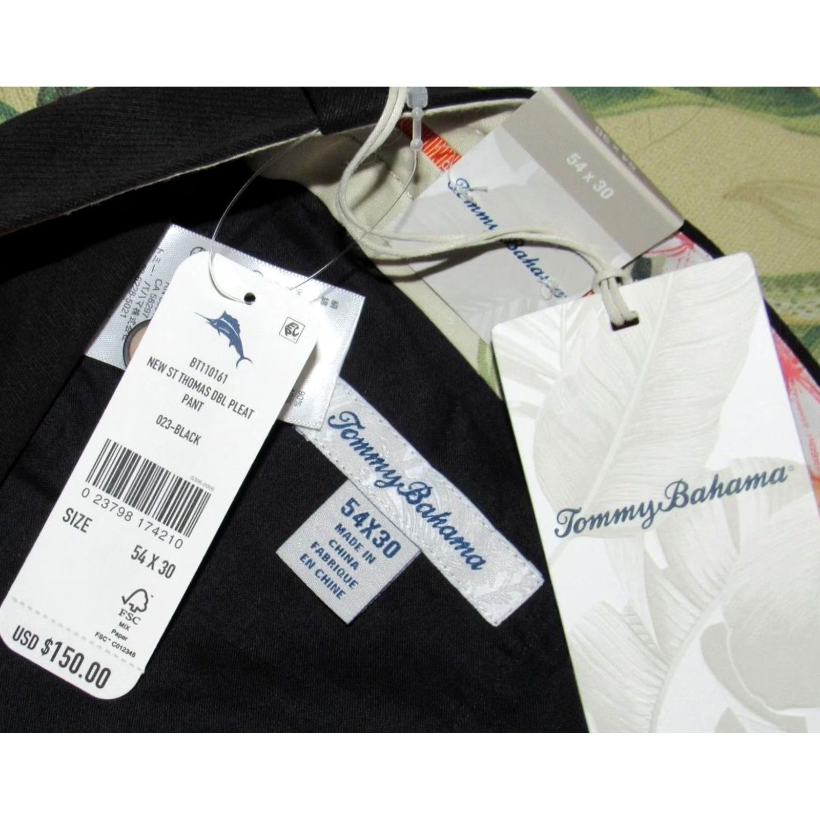 Tommy Bahama VINTAGE 50 TOMMY BAHAMA New St Thomas Dbl Pleated Black Pants 54 x 30 NWT Size US 38 / EU 54 - 5 Thumbnail