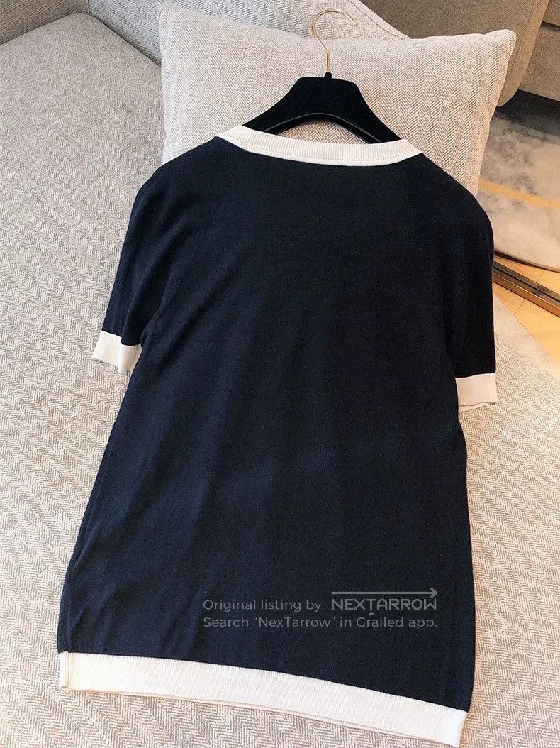 Hermes Hermes Black and white color block knitted short sleeve Size XS / US 0-2 / IT 36-38 - 2 Thumbnail