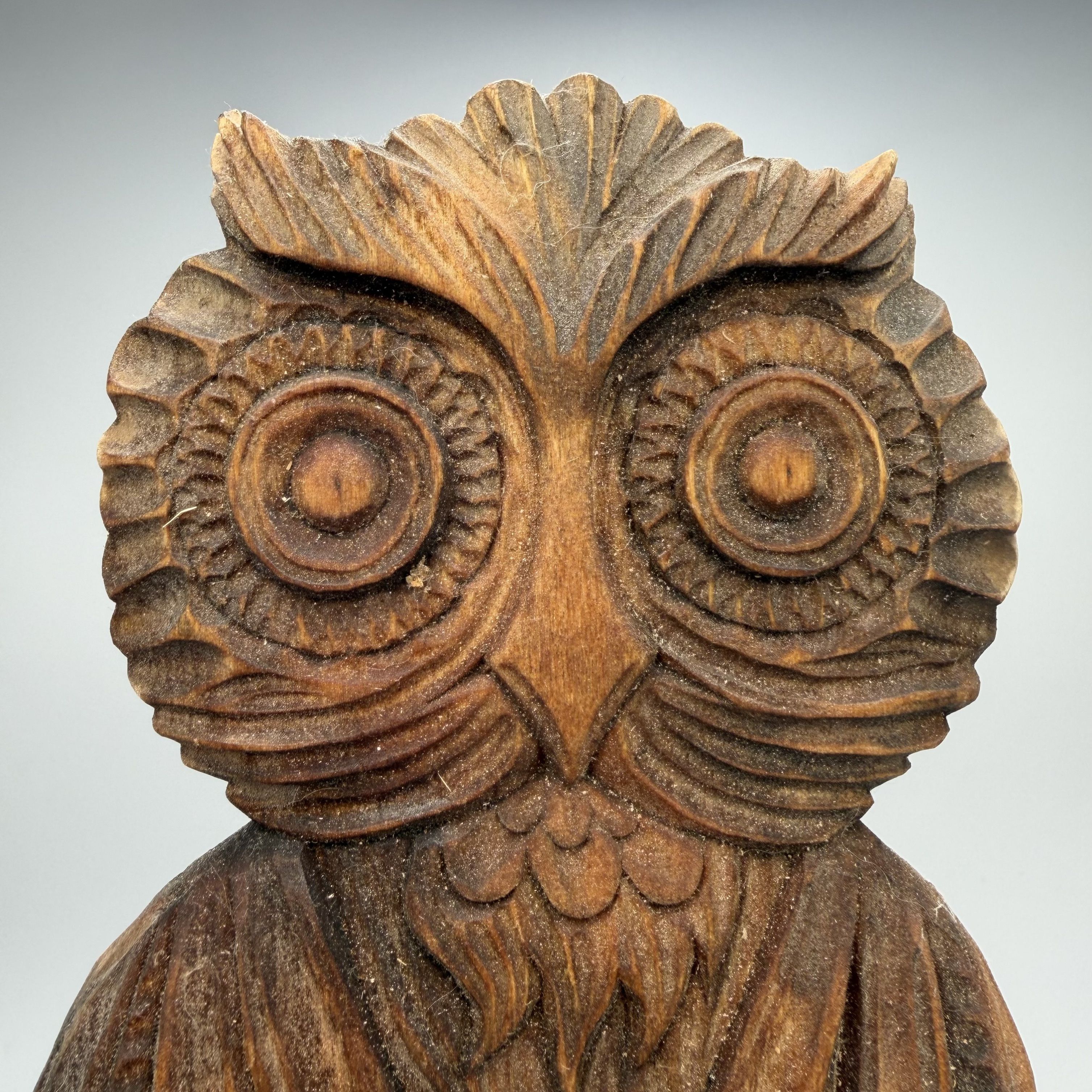 Vintage Vintage Hand Carved Wooden Owl Wall Plaque Linden Wood Size ONE SIZE - 2 Thumbnail