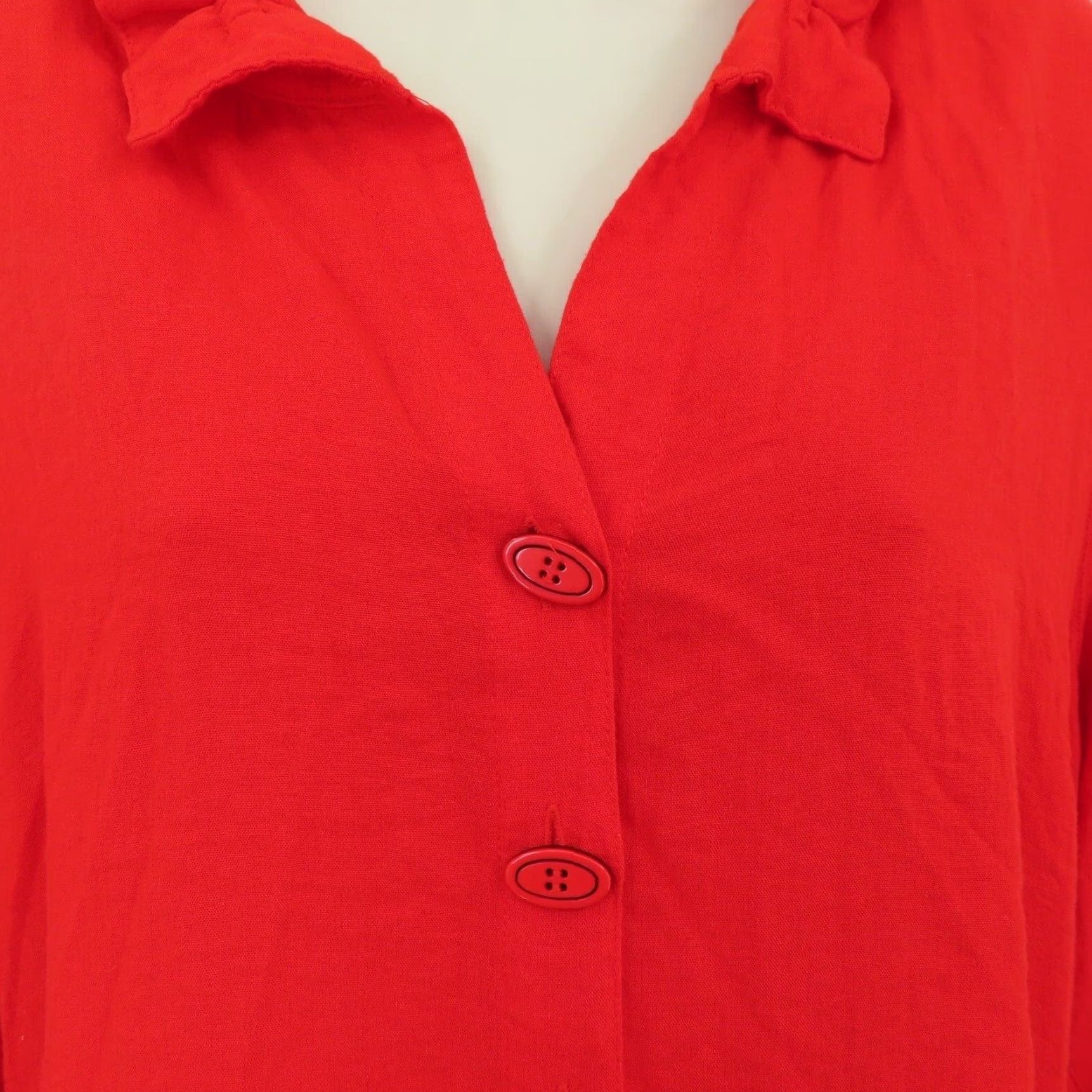Vintage John Mark Women Shirt Blouse Collared Button Front Red Small Pocketed Lagenlook Size S / US 4 / IT 40 - 3 Thumbnail