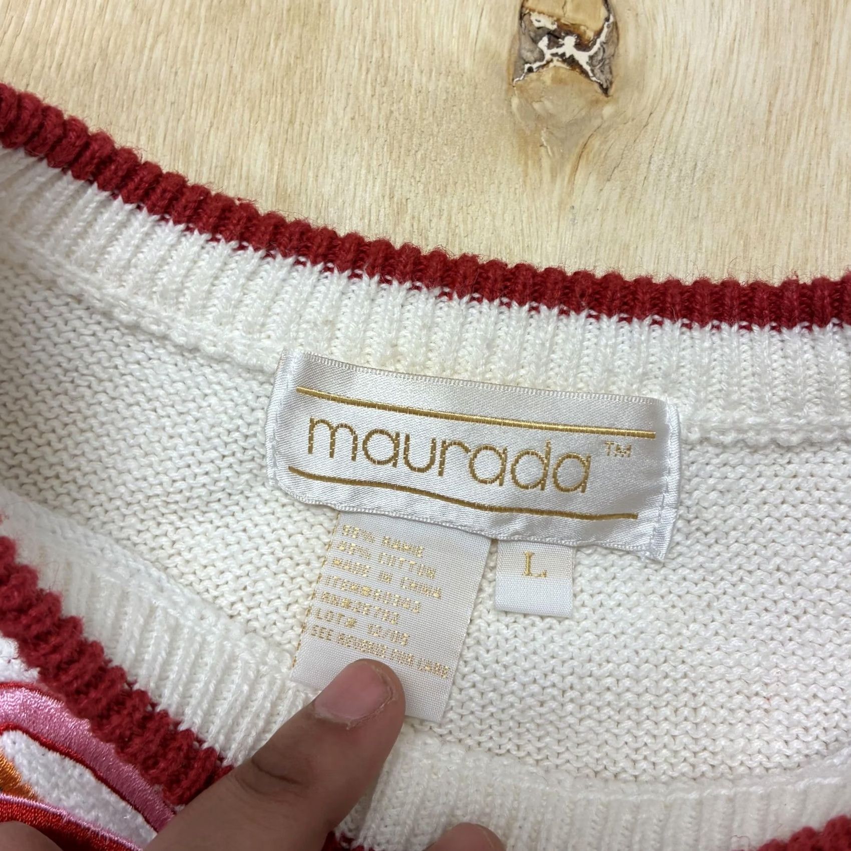 Vintage Maurada Sweater Womens Large White Short Sleeve Bow Embroidered Crewneck Knit Size L / US 10 / IT 46 - 3 Thumbnail
