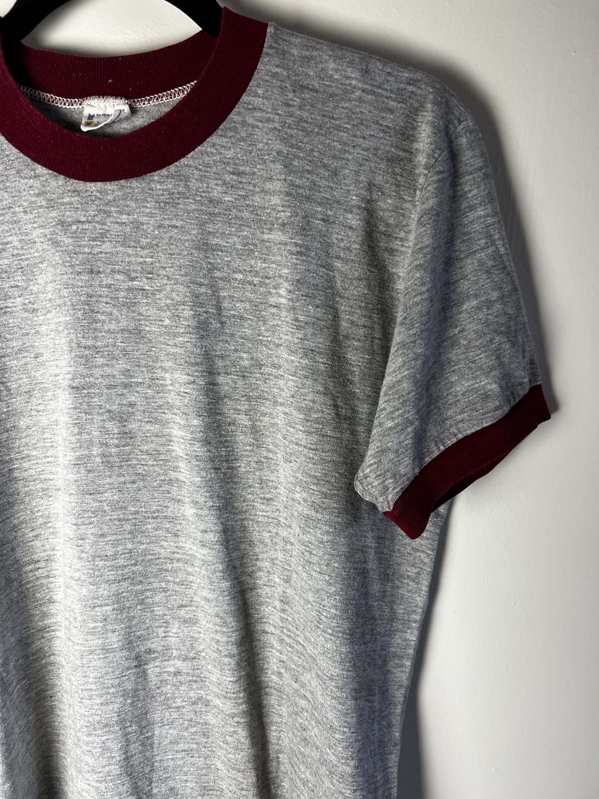 Towncraft Vintage 1960's Towncraft Plus JCPenny Maroon + Gray Ringer Size US L / EU 52-54 / 3 - 4 Thumbnail