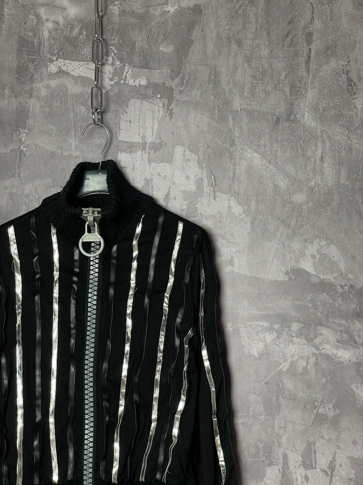 Japanese Brand × Vintage Y2K VTG 90s Japanese style 3D striped knit sweater full zip Size M / US 6-8 / IT 42-44 - 3 Thumbnail