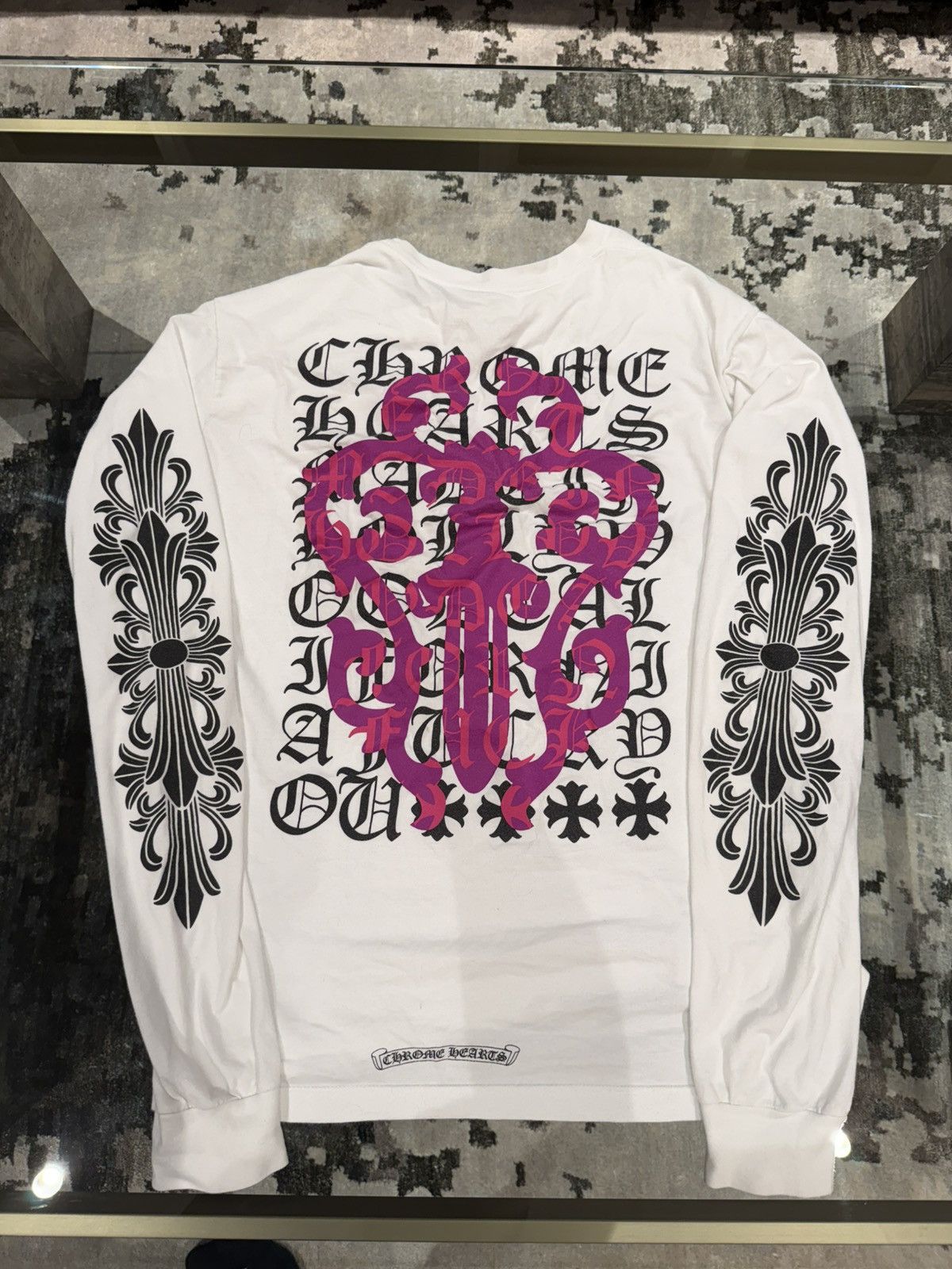 Chrome Hearts Eye chart Dagger Pink/White - longsleeve