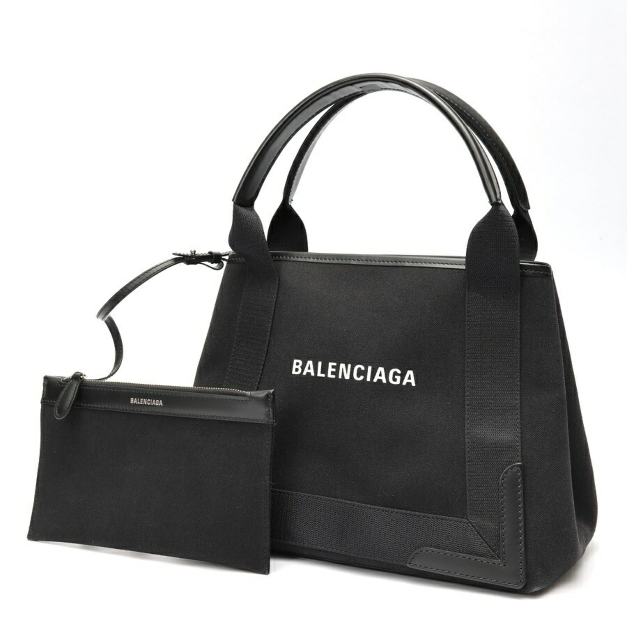 Balenciaga Balenciaga Navy Cabas S Tote Bag 339933 Canvas/Leather Black S-159779 Size ONE SIZE - 1 Thumbnail