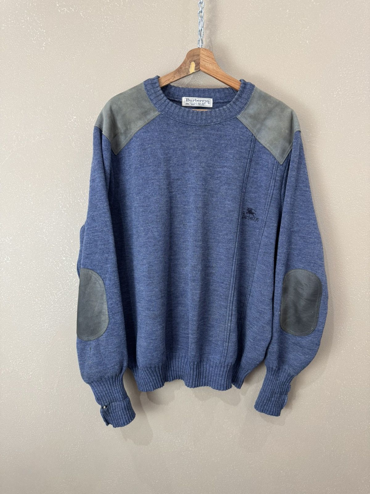 Burberry Burberrys sweater big logo vintage navy sleeve patches 90s Size US XXL / EU 58 / 5 - 1 Thumbnail
